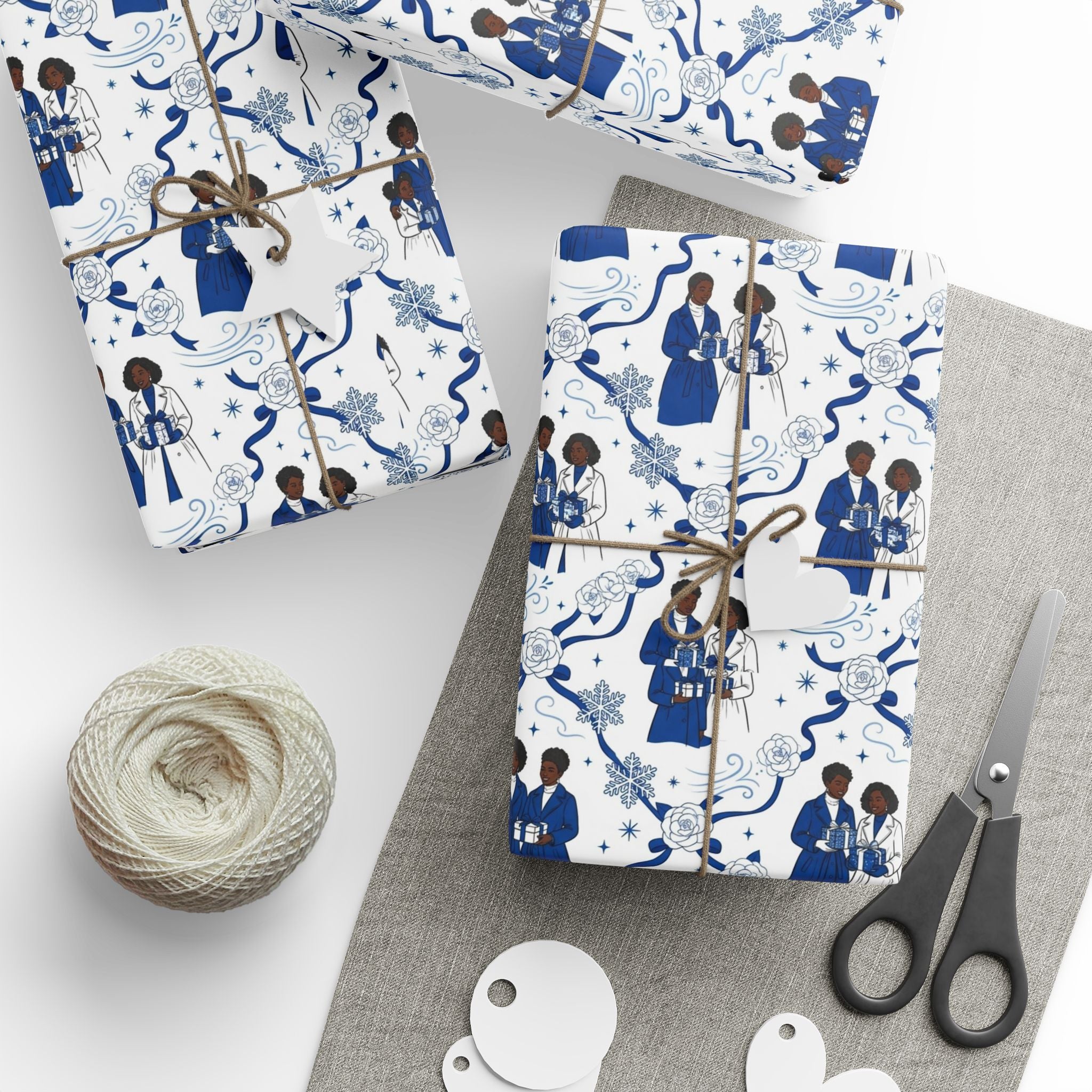Royal Blue & White Winter Grace Gift Wrap — Family Wrap Co.