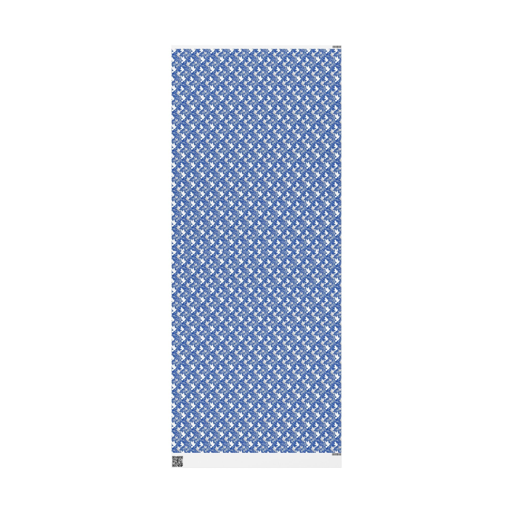 Royal Blue & White Dove Pattern — African American Gift Wrap by Family Wrap Co.