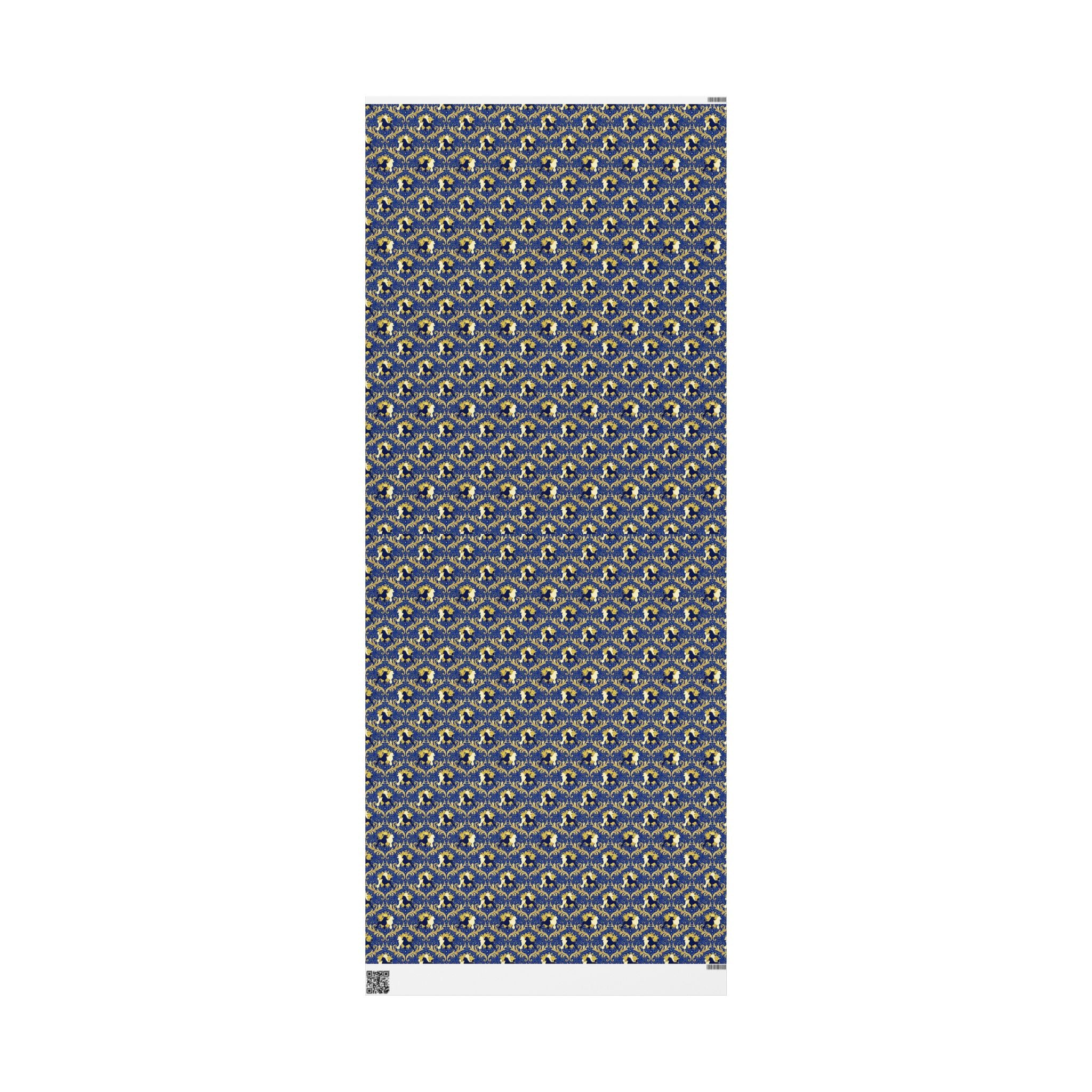 Blue & Gold Filigree Pattern — African American Gift Wrap by Family Wrap Co.