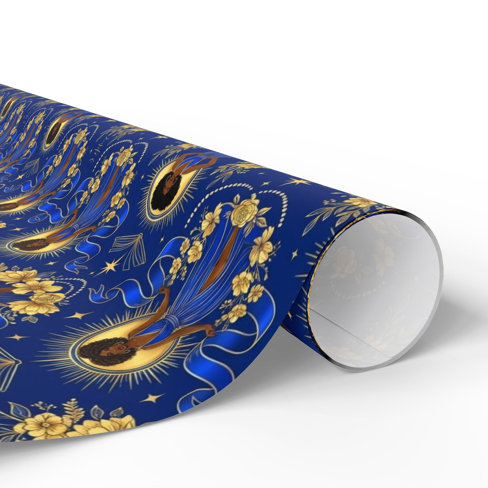 Blue & Gold Radiant Wisdom Wrapping Paper — Family Wrap Co.