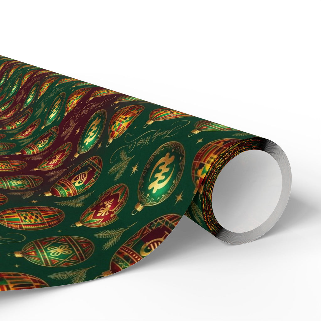 Golden Afrocentric Ornament Pattern — African American Gift Wrap by Family Wrap Co.