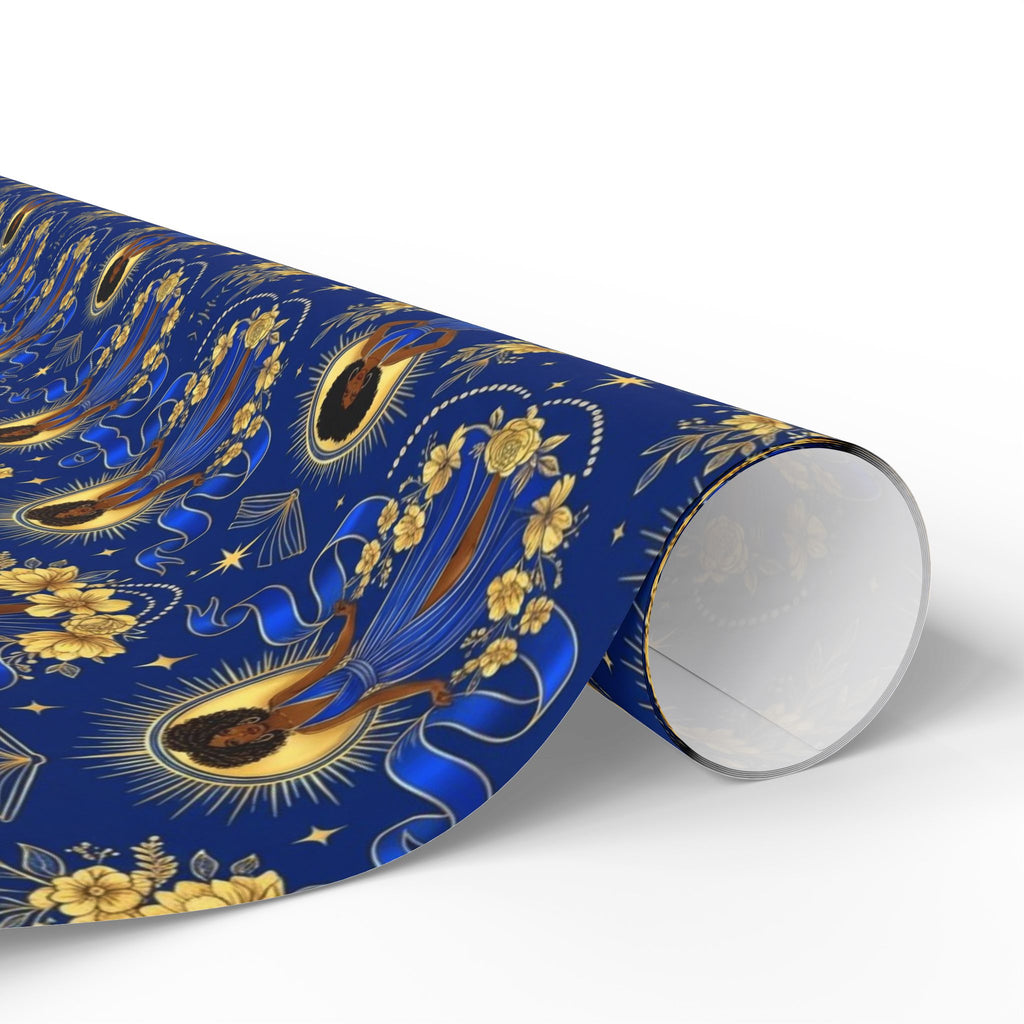 Blue & Gold Radiant Wisdom Wrapping Paper — Family Wrap Co.