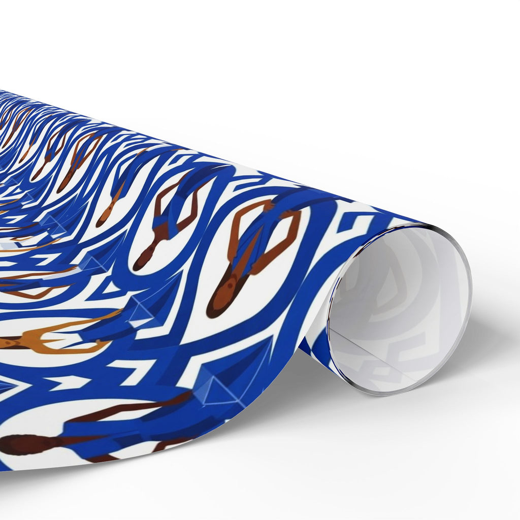 Royal Blue & White Geometric Elegance Wrapping Paper — Family Wrap Co.