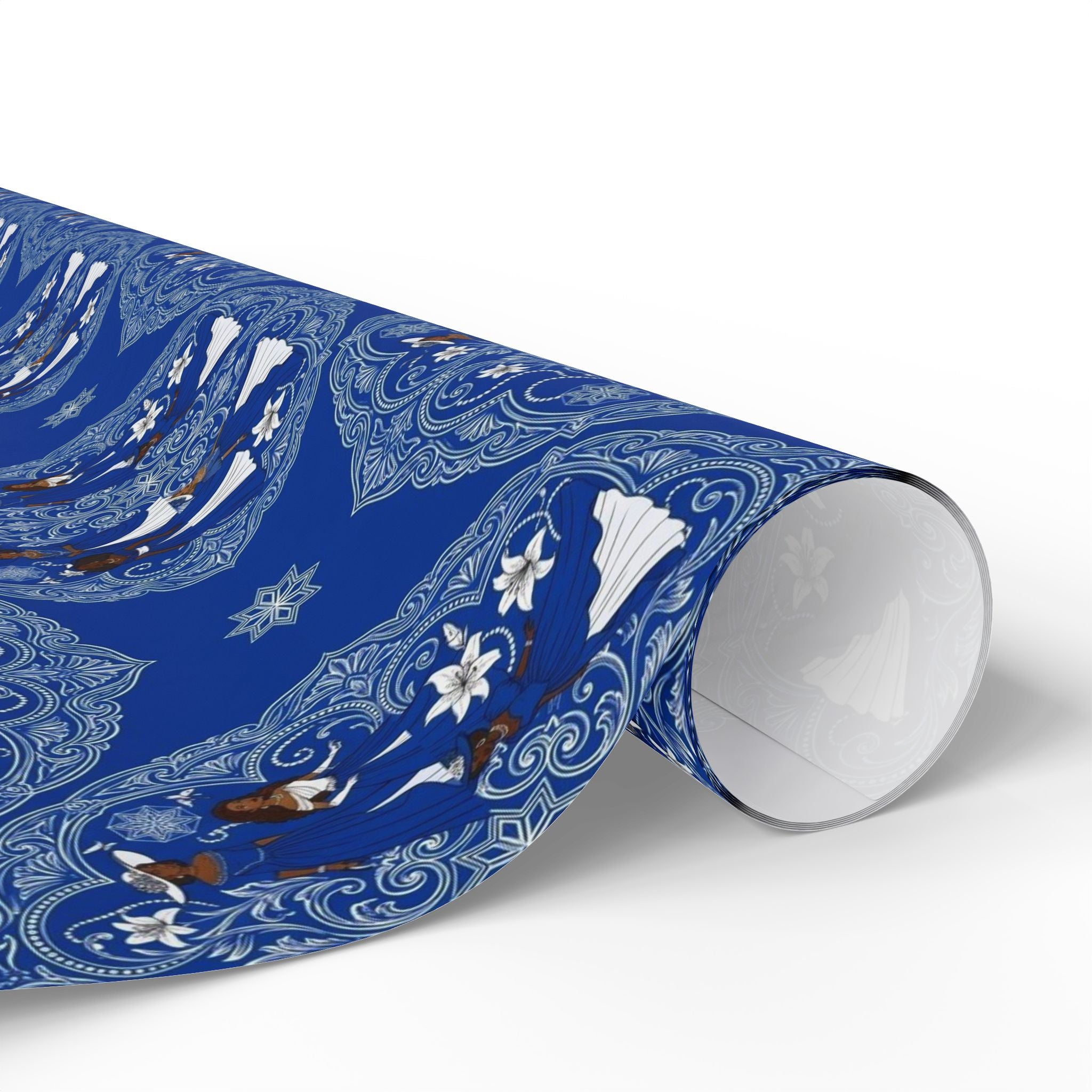 Royal Blue White Strolling Reverie Wrapping Paper — Family Wrap Co.