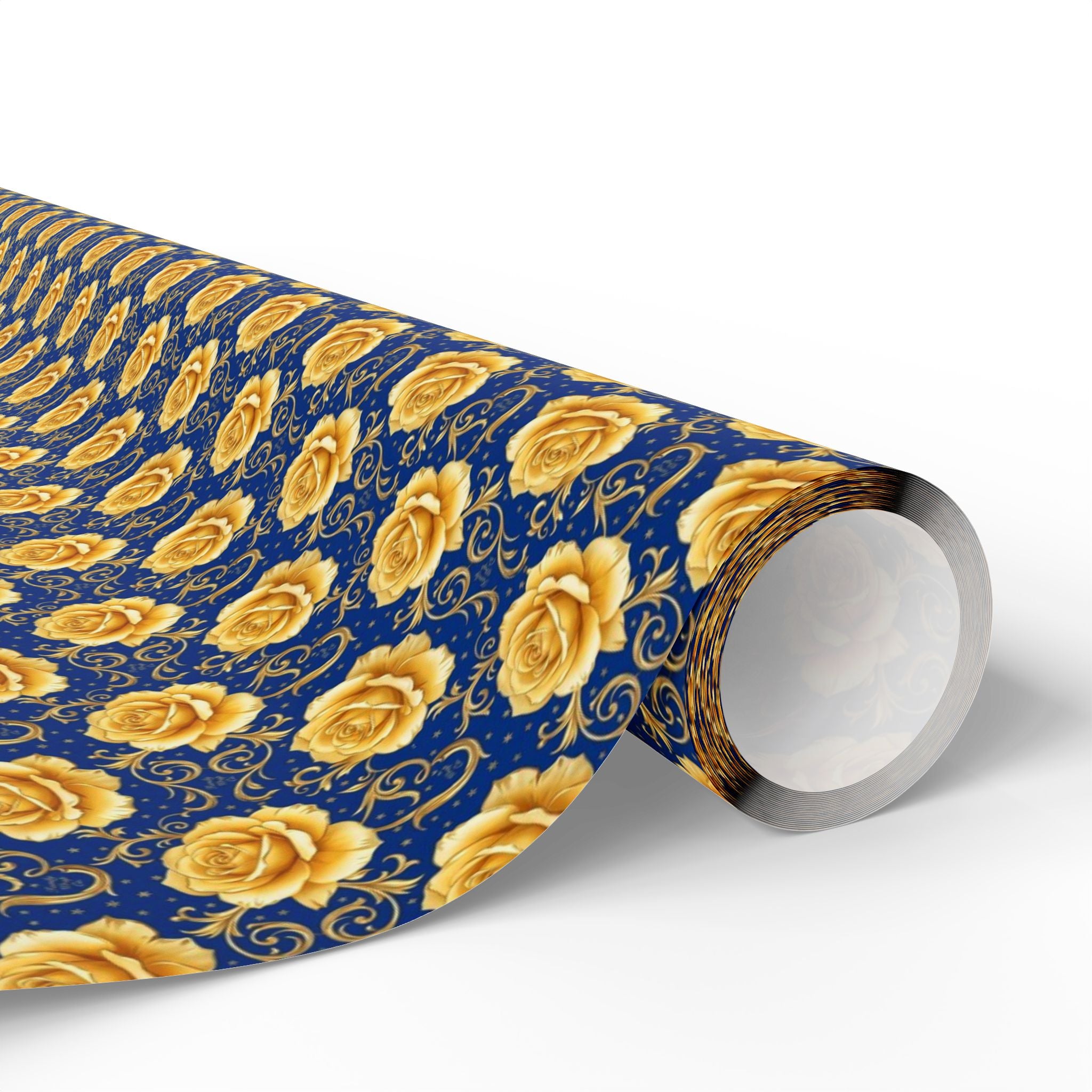 Yellow Tea Rose & Gold Filigree Pattern — African American Gift Wrap by Family Wrap Co.