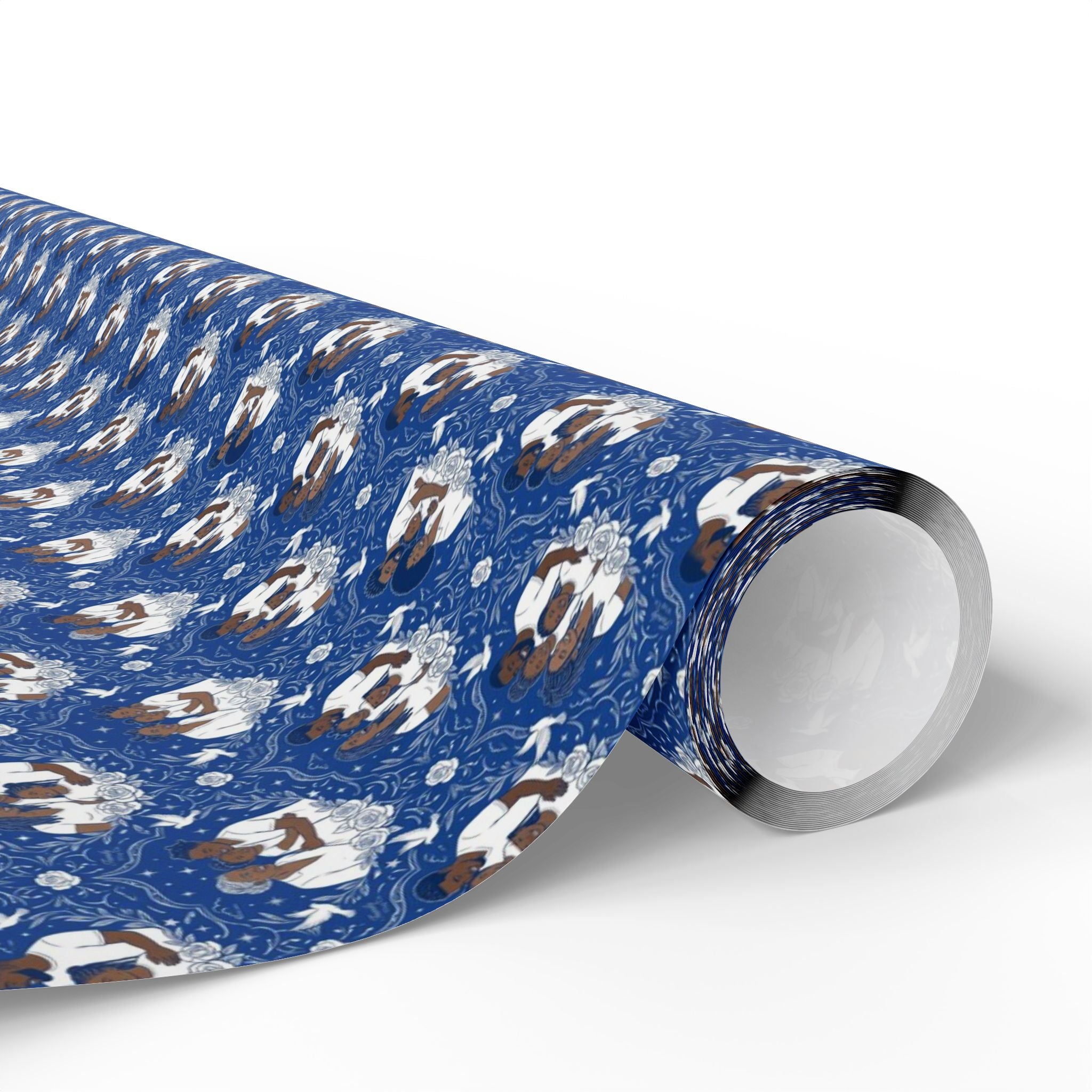 Royal Blue & White Star Rise -- Families of Light — African American Gift Wrap by Family Wrap Co.