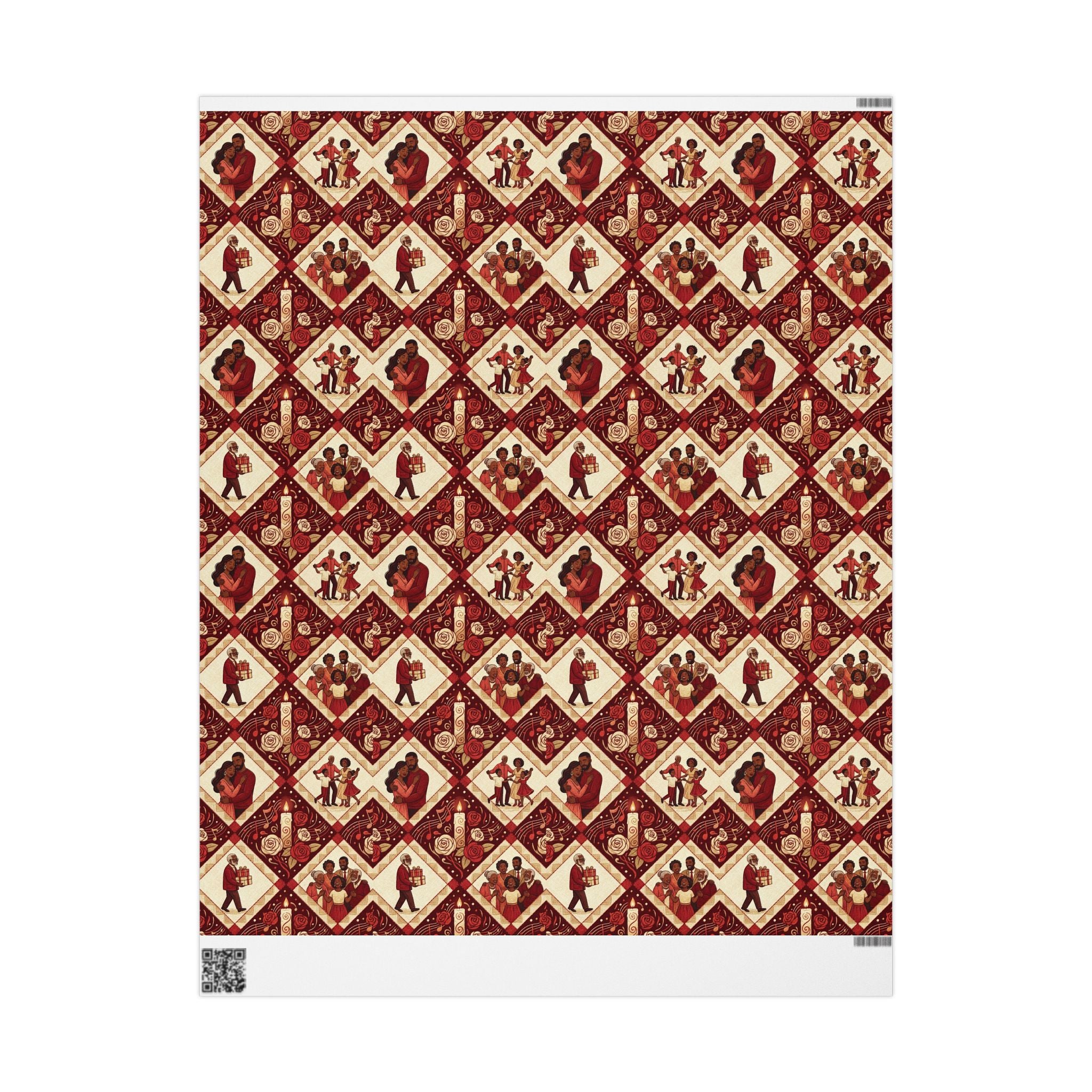 Crimson & Cream Celebration Quilt Wrapping Paper — Family Wrap Co.