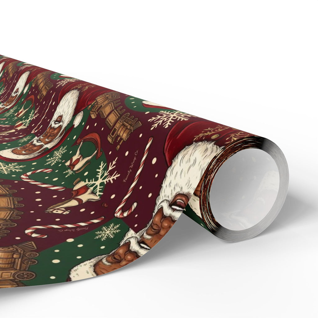 Jolly Black Santa Workshop Pattern — African American Gift Wrap by Family Wrap Co.