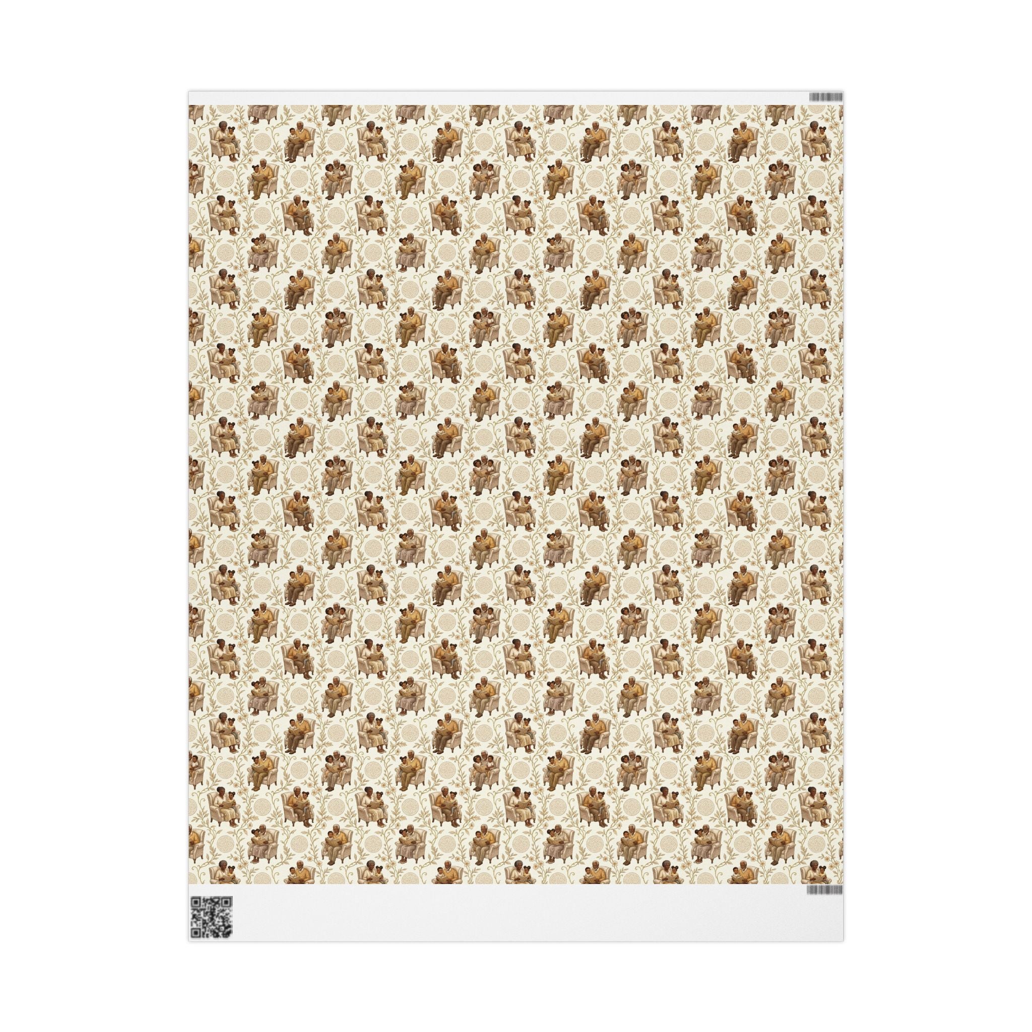 Reading Together — Champagne Warmth Wrapping Paper — Family Wrap Co.