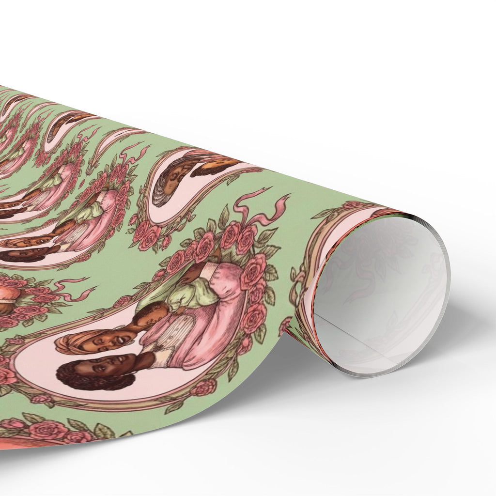 Pink & Green Family Portrait Wrapping Paper — Family Wrap Co.