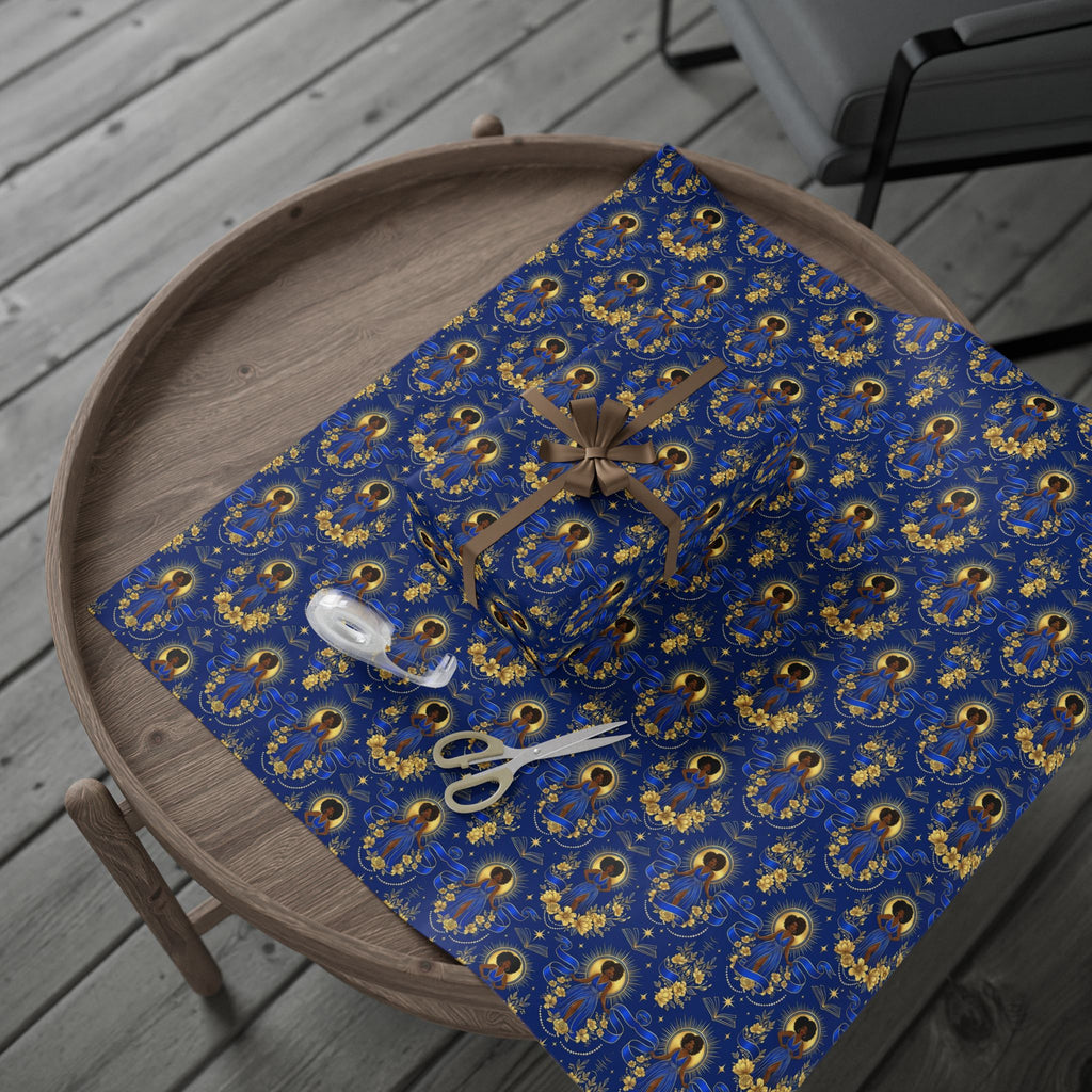 Blue & Gold Radiant Wisdom Wrapping Paper — Family Wrap Co.