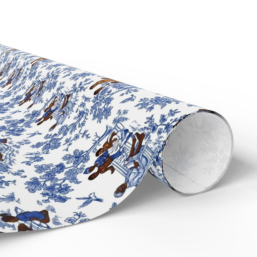 Royal Blue & White Toile Heritage Wrapping Paper — Family Wrap Co.