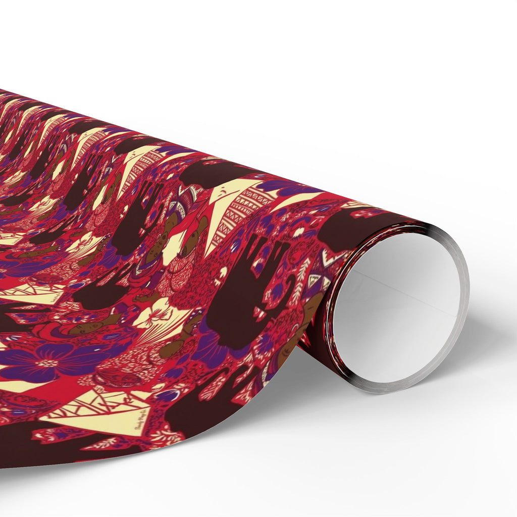 Crimson & Cream Women's Power Pattern — African American Gift Wrap by Family Wrap Co.