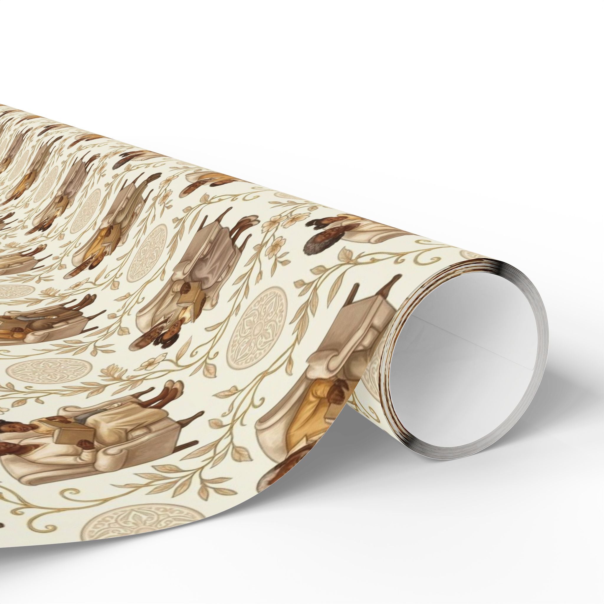 Reading Together — Champagne Warmth Wrapping Paper — Family Wrap Co.