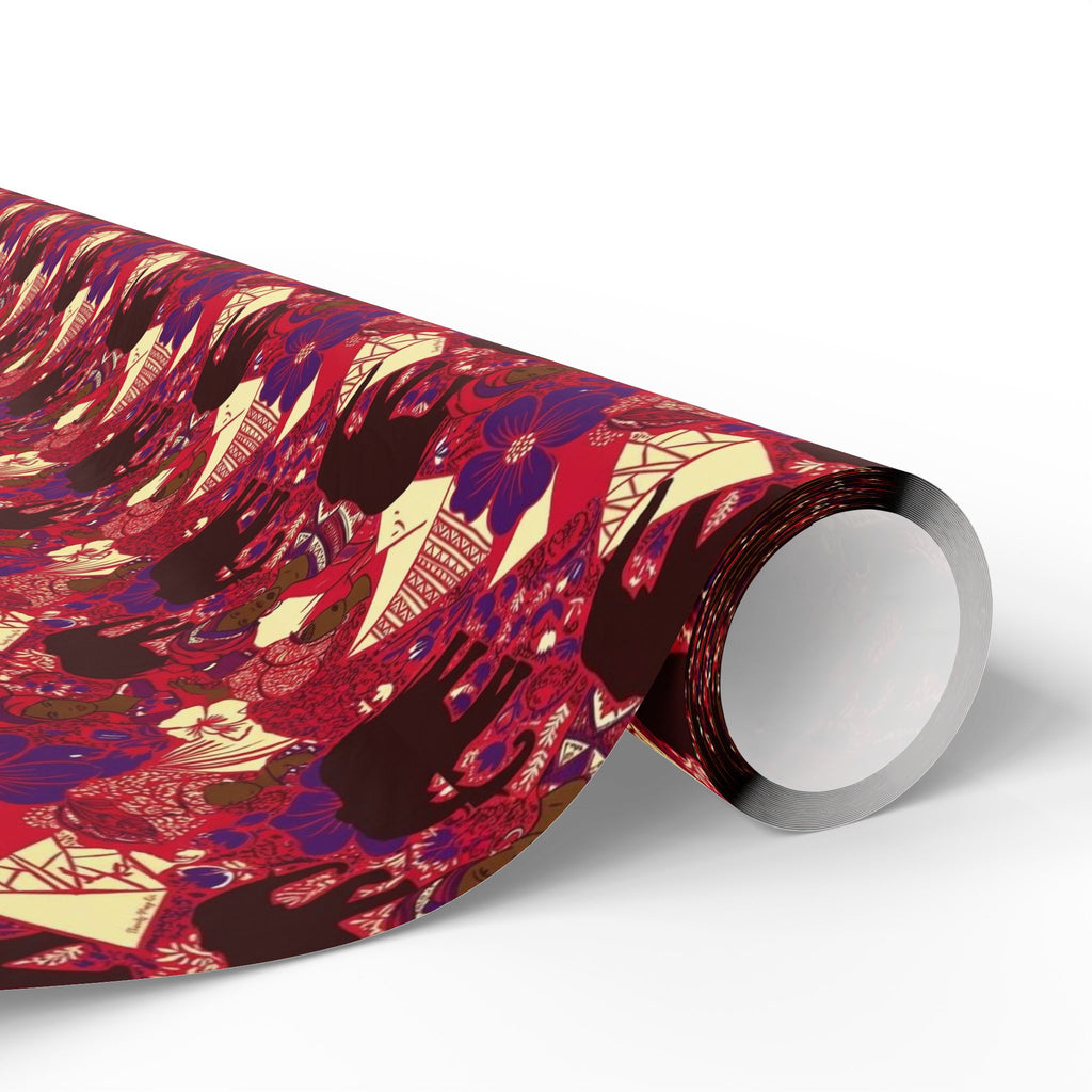 Crimson & Cream Women's Power Pattern — African American Gift Wrap by Family Wrap Co.