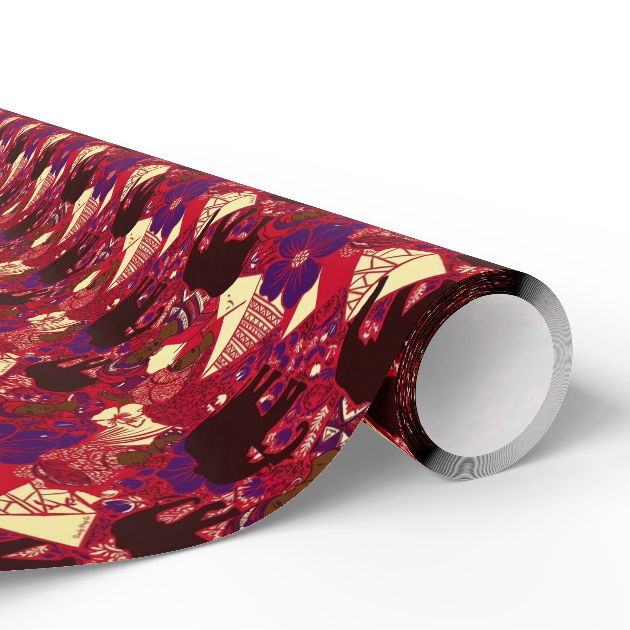 Crimson & Cream Women's Power Pattern — African American Gift Wrap by Family Wrap Co.
