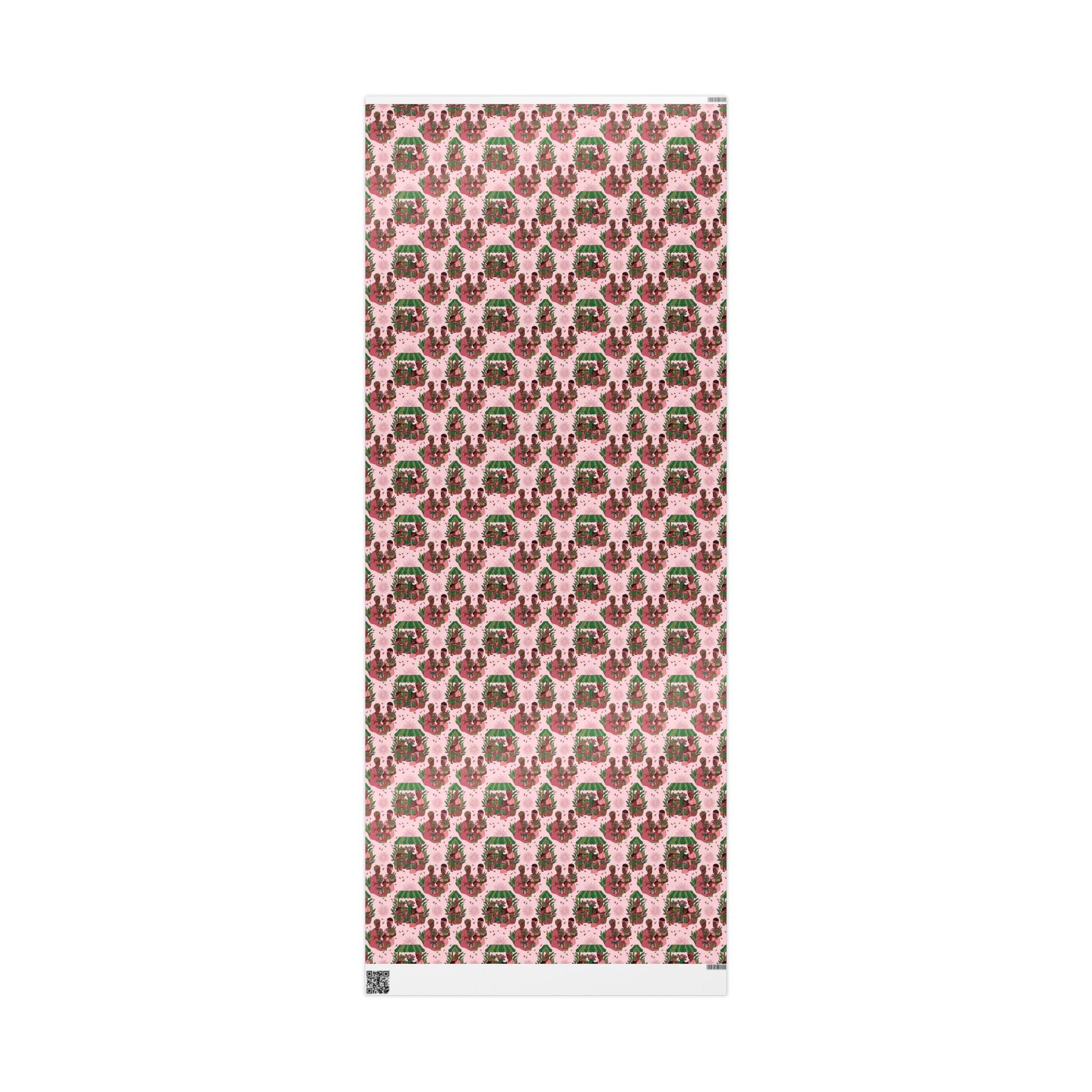 Pink & Green Joyful Market Day Wrapping Paper — Family Wrap Co.