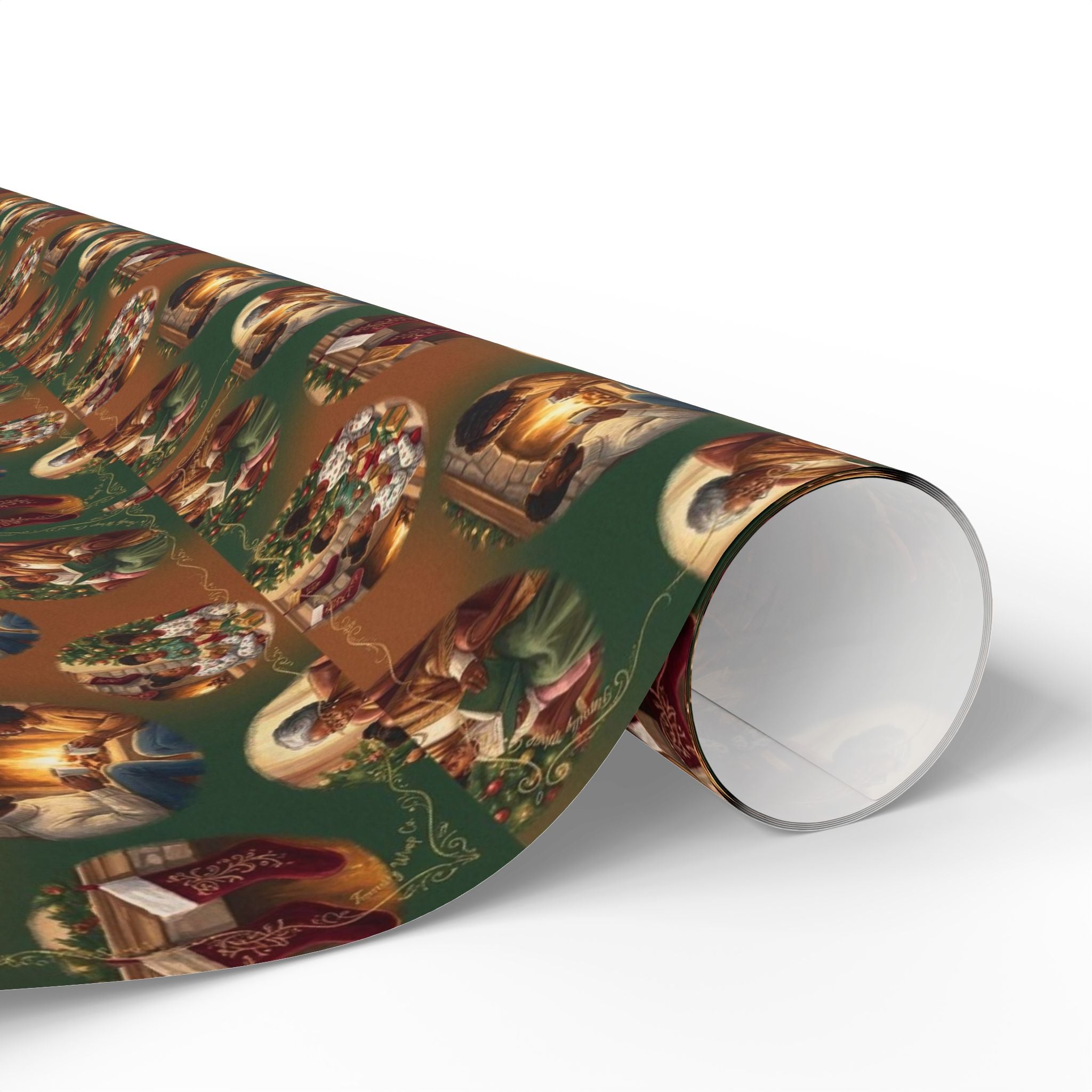 Holiday Hearthside Memories Pattern — African American Gift Wrap by Family Wrap Co.