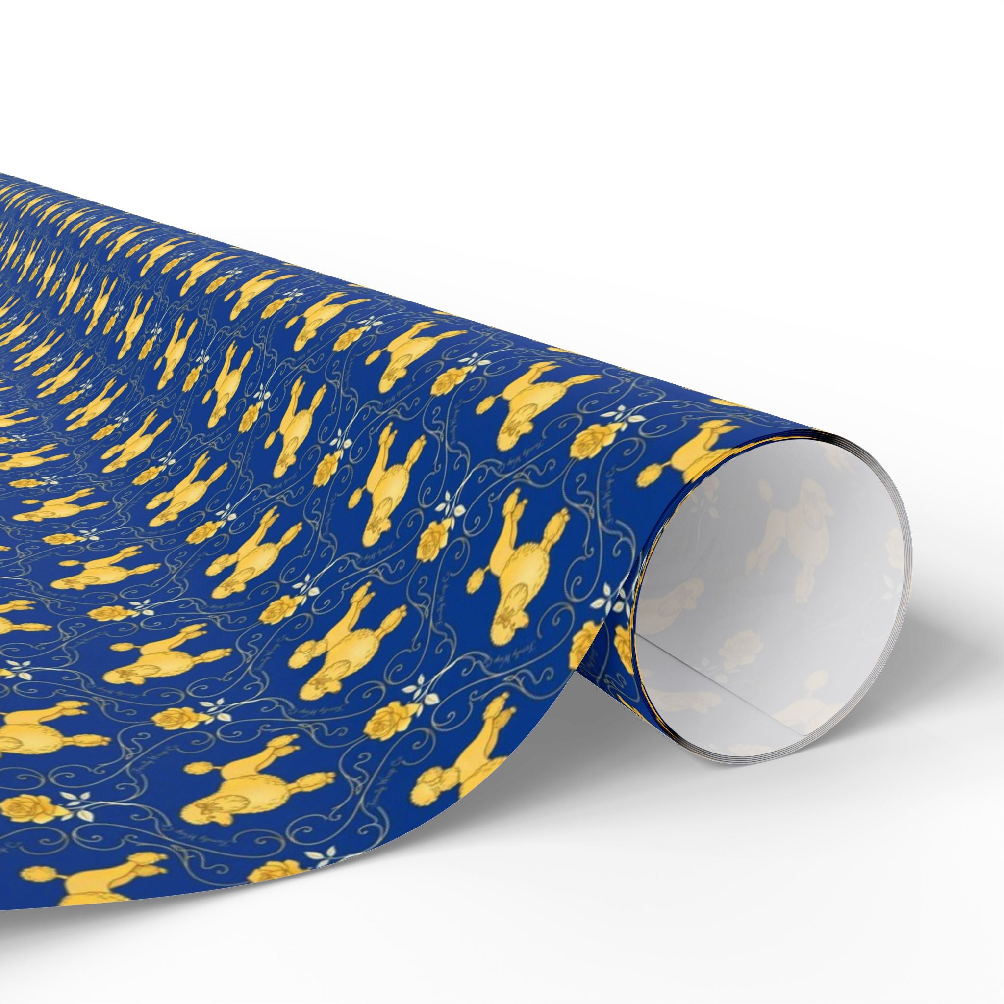 Golden Poodle & Yellow Rose Pattern — African American Gift Wrap by Family Wrap Co.