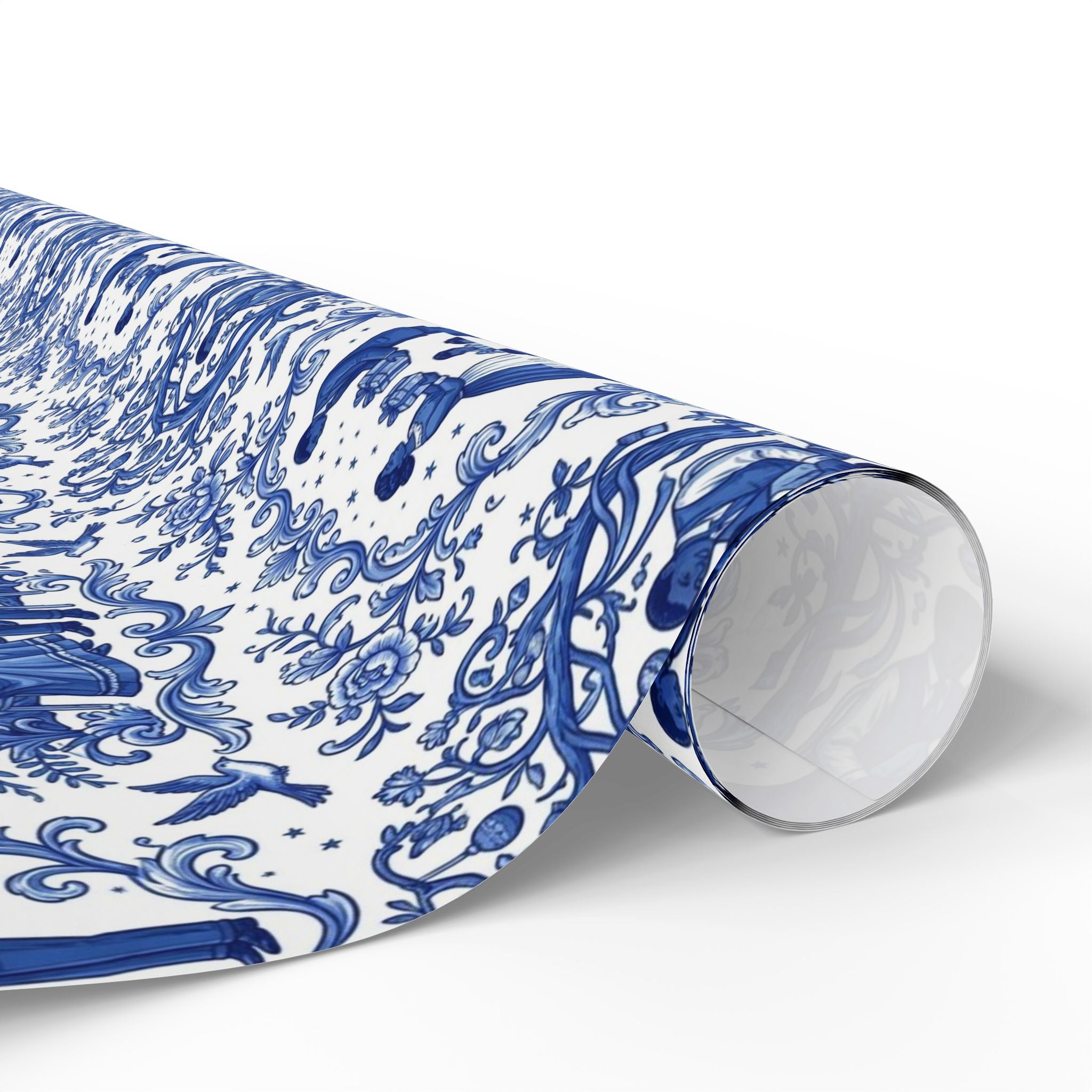 Royal Blue & White Porcelain Toile Wrapping Paper — Family Wrap Co.