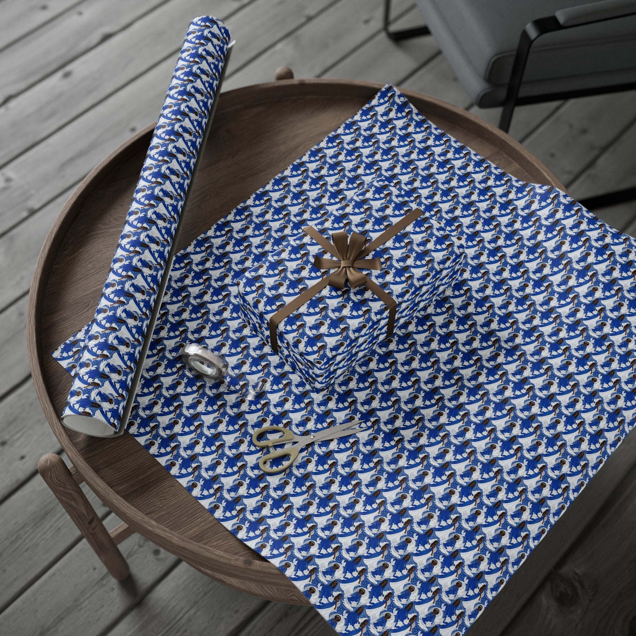Royal Blue & White Dove Sky -- Women of Grace — African American Gift Wrap by Family Wrap Co.