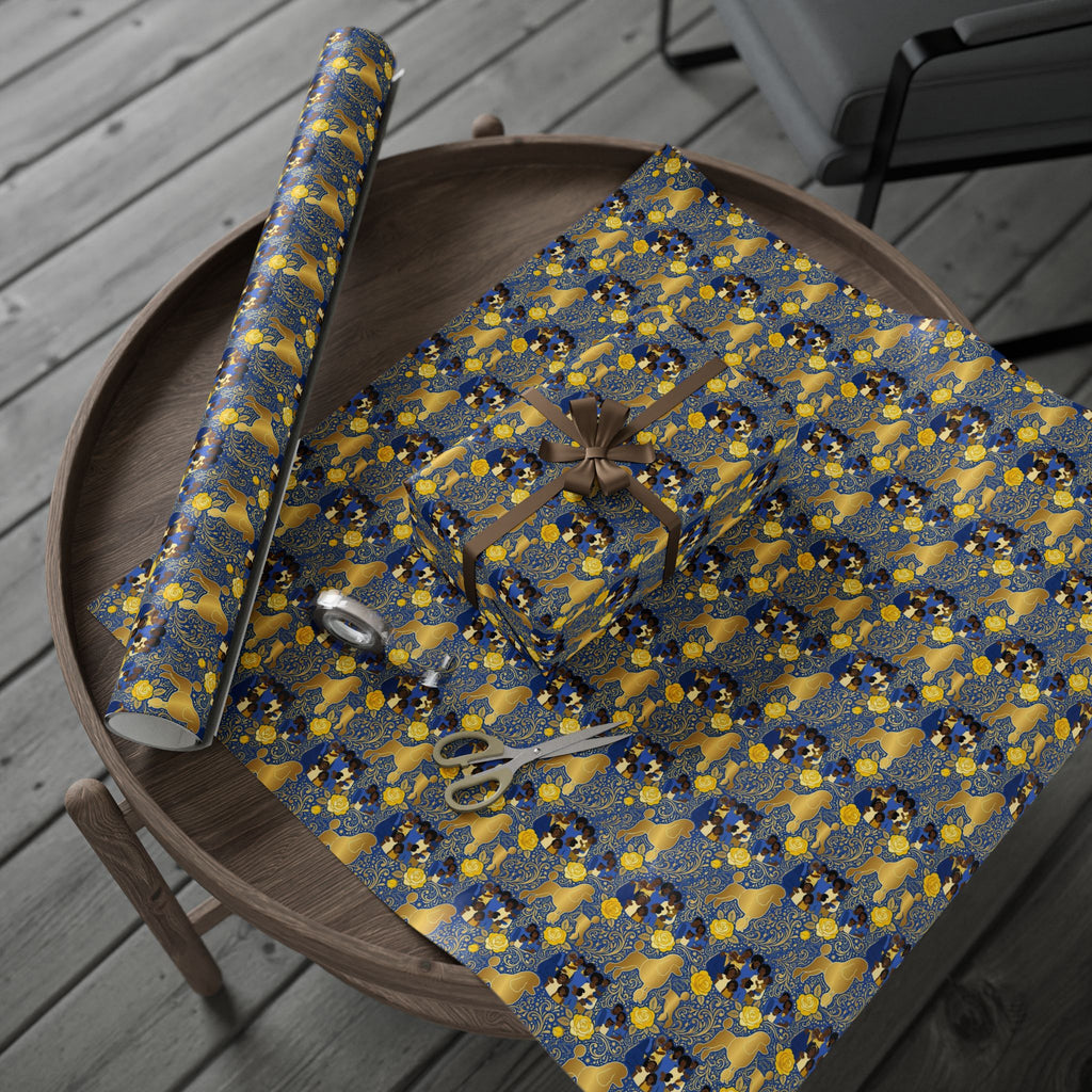 Blue & Gold Family Prestige Wrap — African American Gift Wrap by Family Wrap Co.