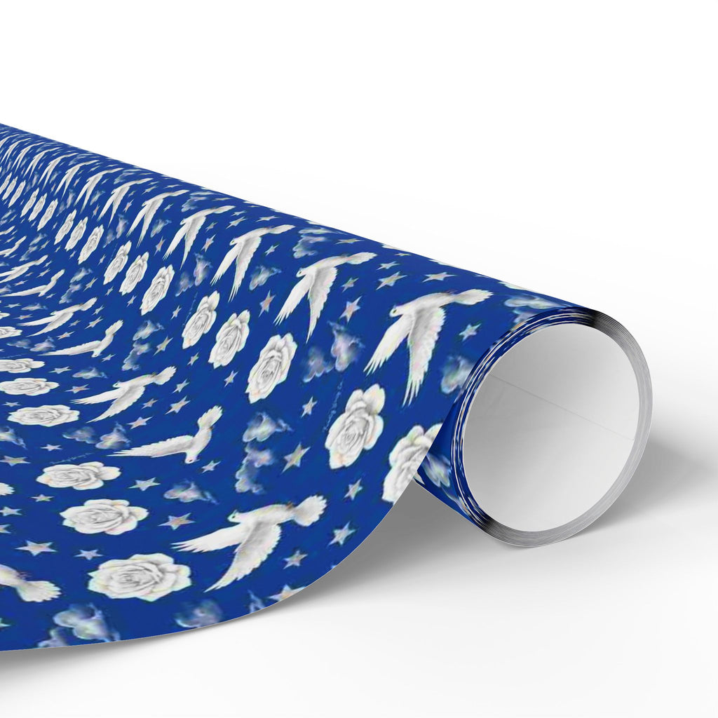 Royal Blue & White Celestial Botanical Gift Wrap — Family Wrap Co.