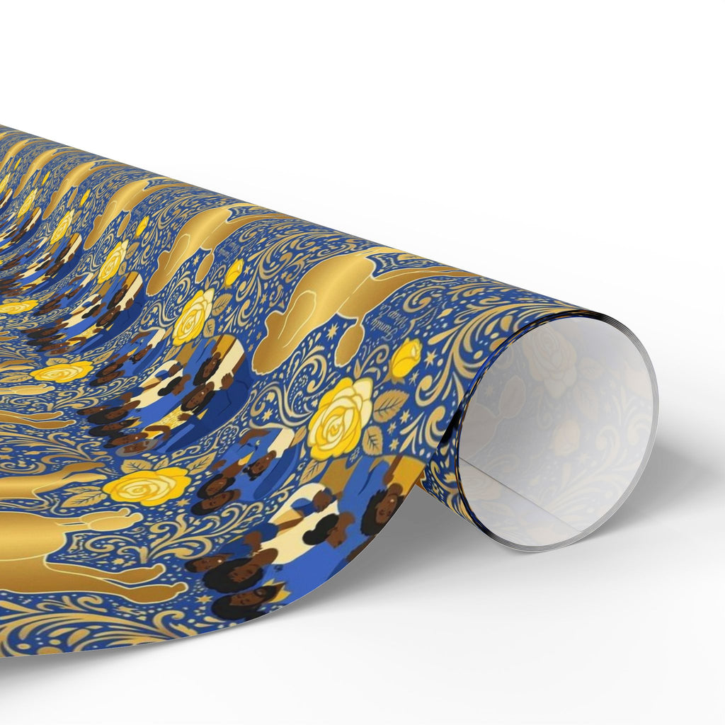 Blue & Gold Family Prestige Wrap — African American Gift Wrap by Family Wrap Co.