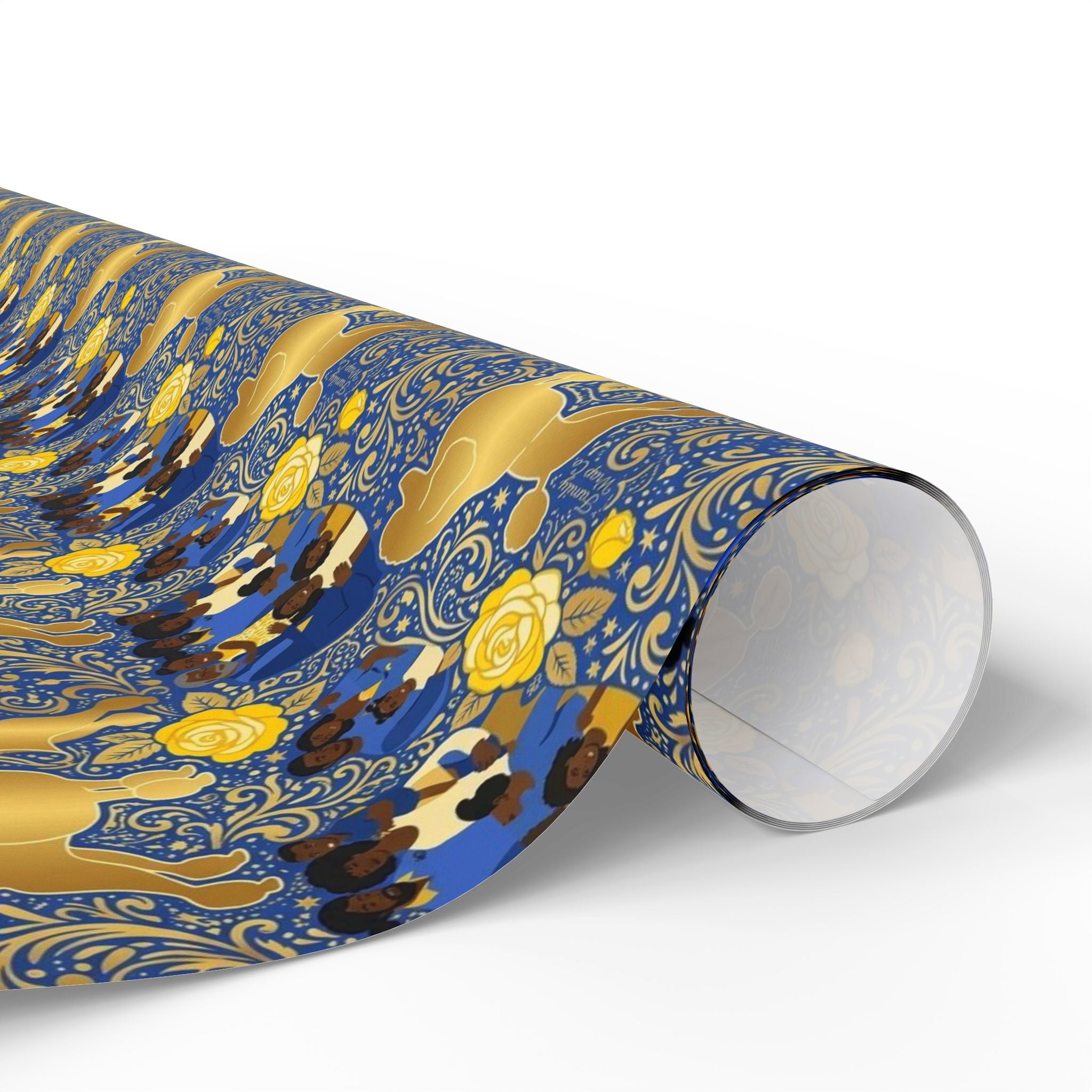 Blue & Gold Family Prestige Wrap — African American Gift Wrap by Family Wrap Co.