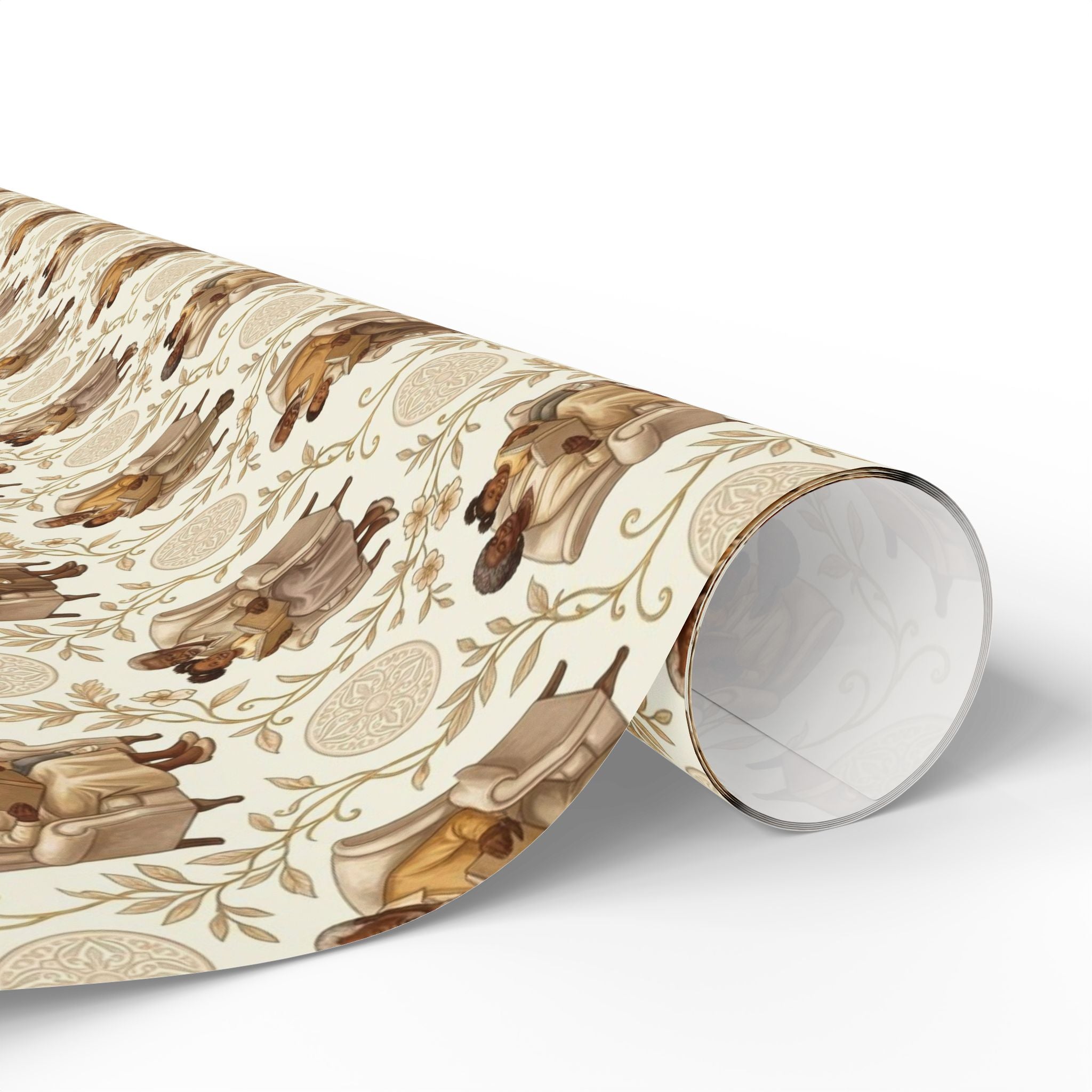 Reading Together — Champagne Warmth Wrapping Paper — Family Wrap Co.