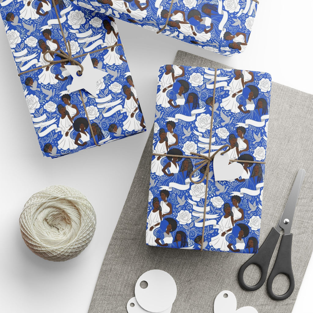 Royal Blue Grace Women's Pattern — African American Gift Wrap by Family Wrap Co.