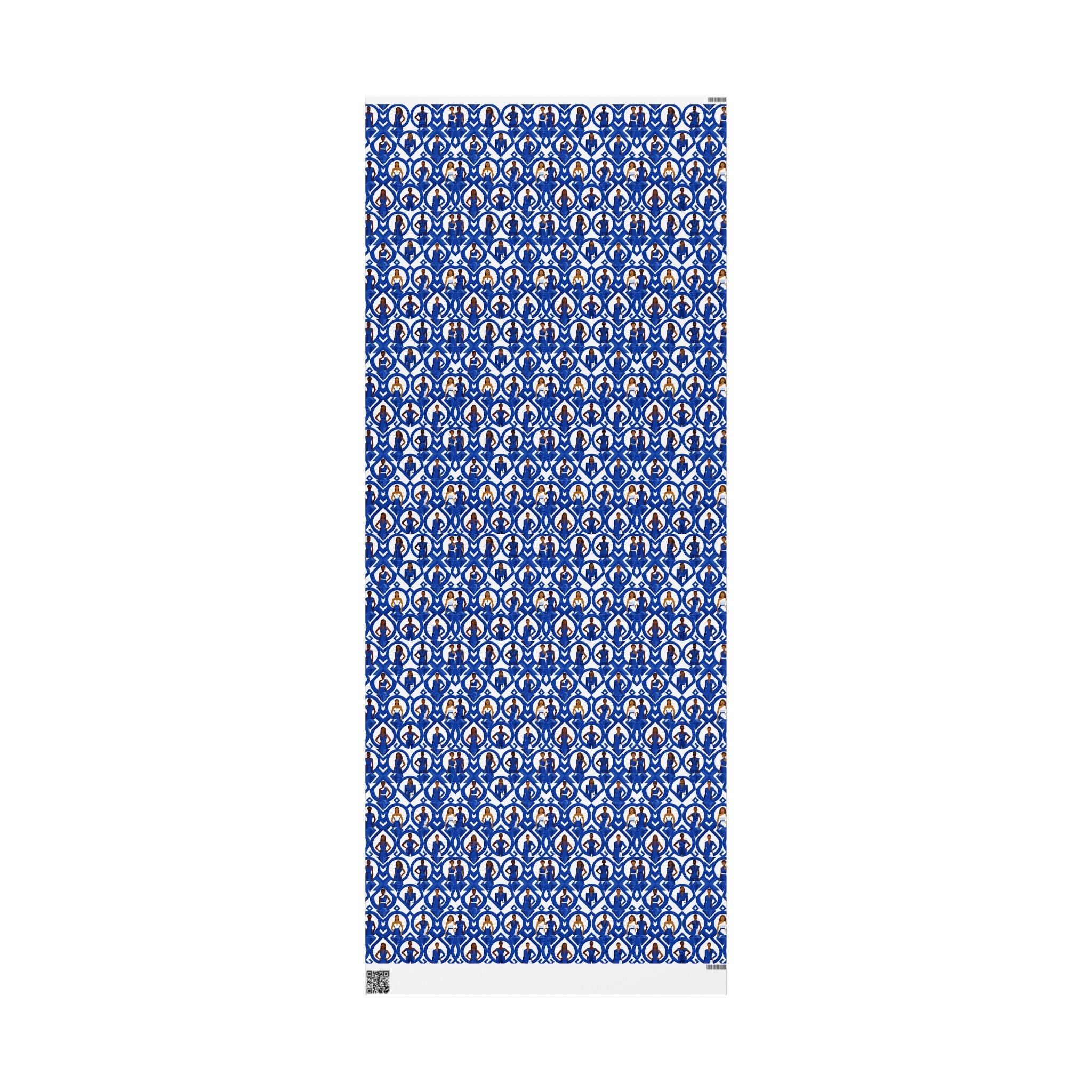 Royal Blue & White Geometric Elegance Wrapping Paper — Family Wrap Co.