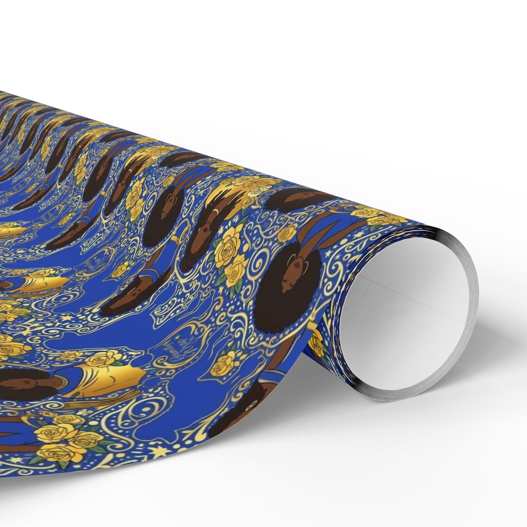 Blue & Gold Glamour Women's Collection — African American Gift Wrap by Family Wrap Co.