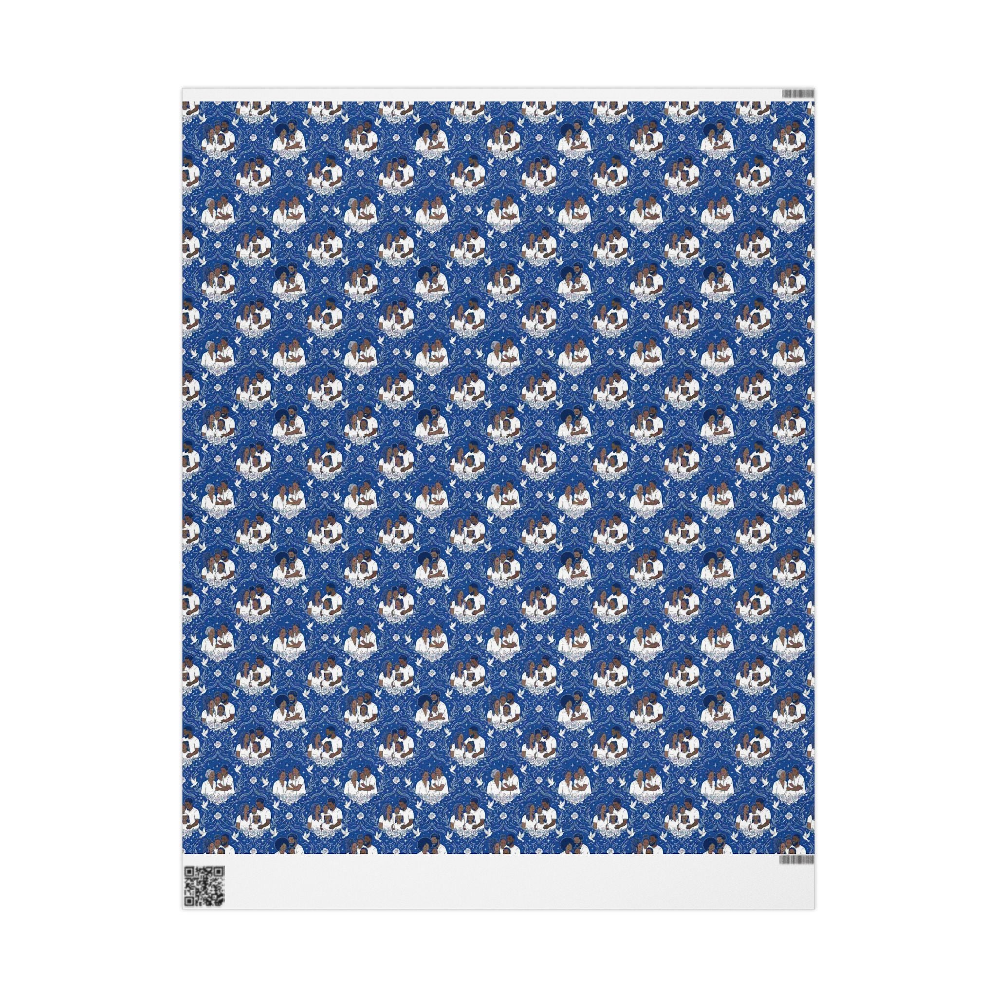 Star Rise Families of Light — Royal Blue & Silver Celestial Wrapping Paper — Family Wrap Co.