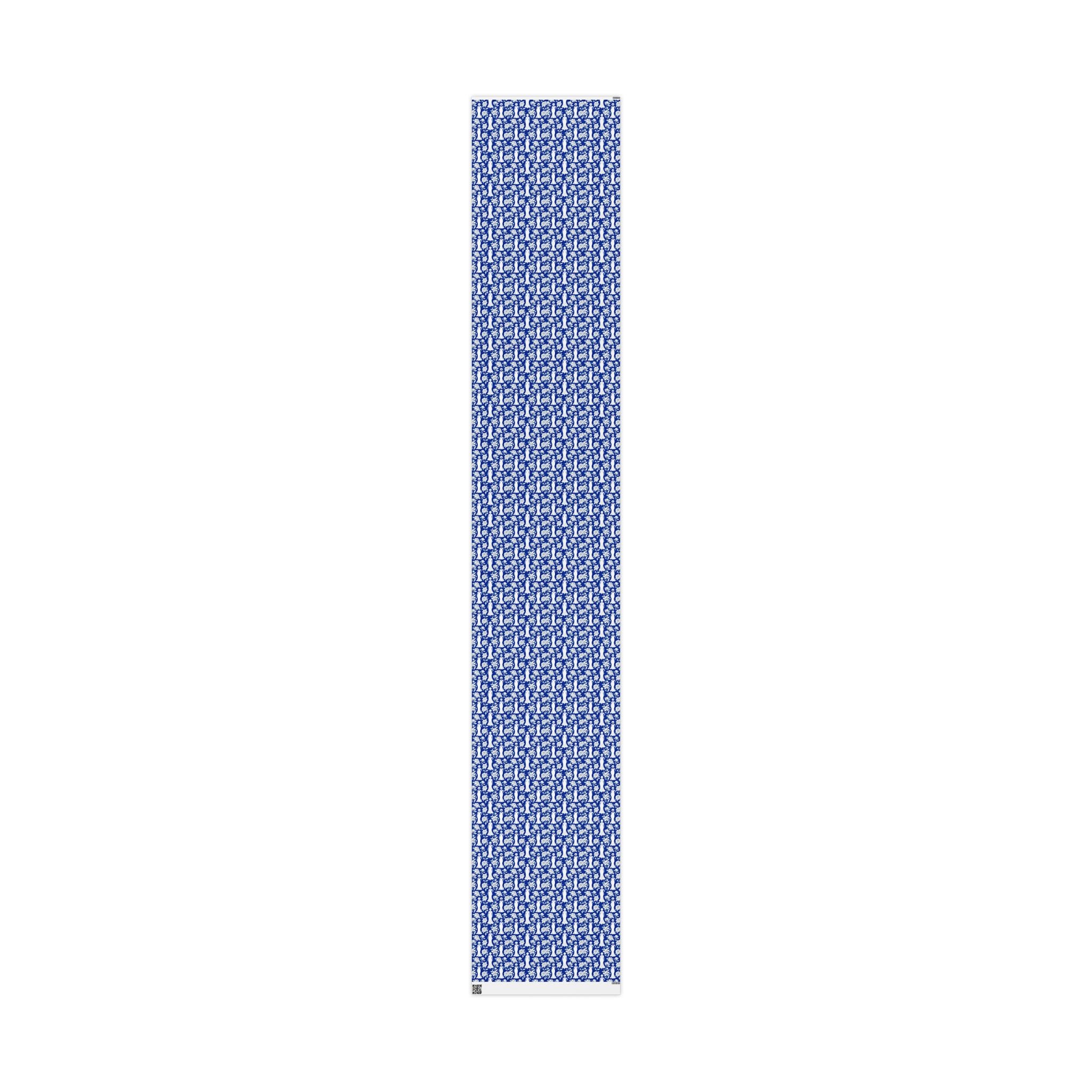 Royal Blue & White Floral Silhouettes Wrapping Paper — Family Wrap Co.