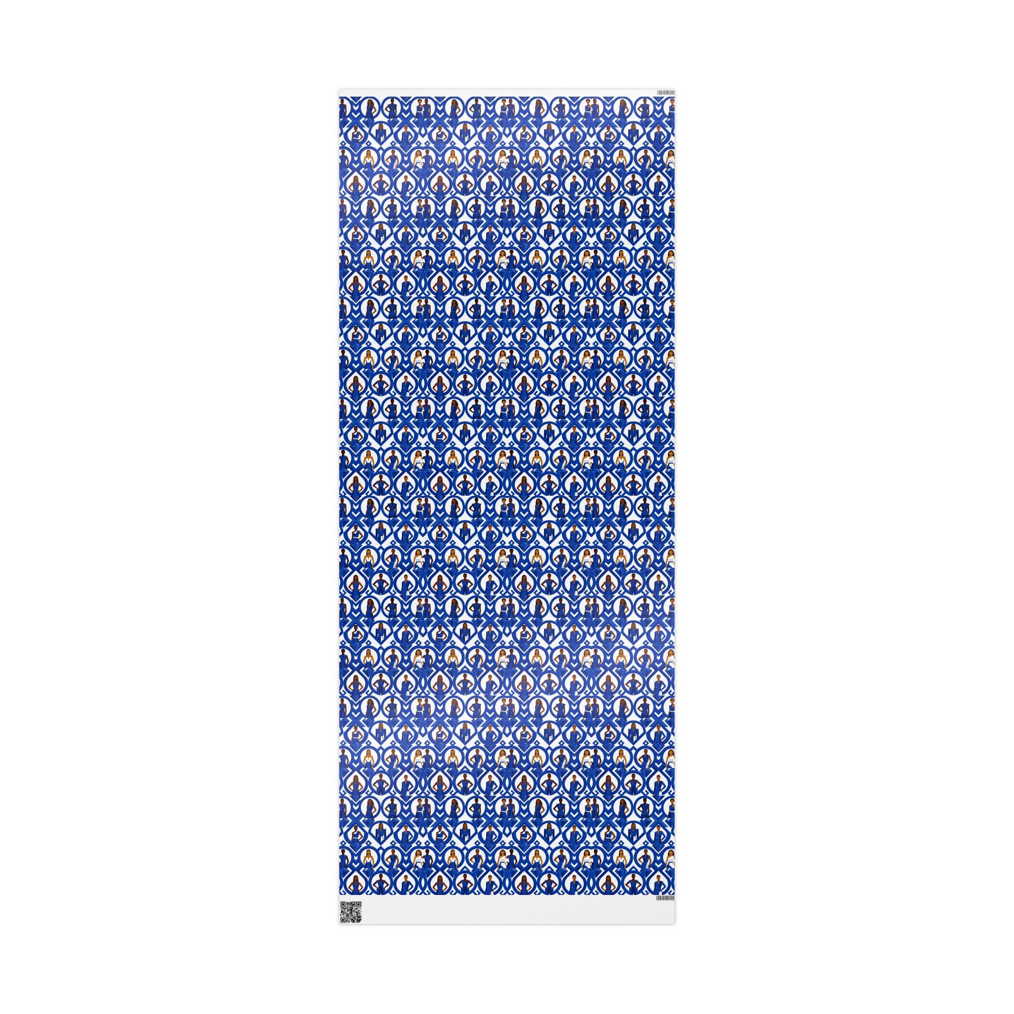 Royal Blue & White Geometric Elegance Wrapping Paper — Family Wrap Co.