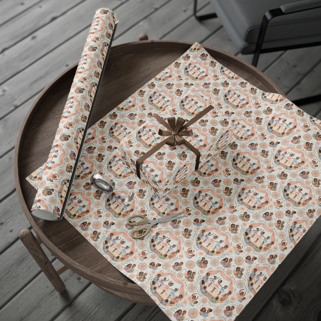 Dance Recital Grace — Peach & Sage Wrapping Paper — Family Wrap Co.