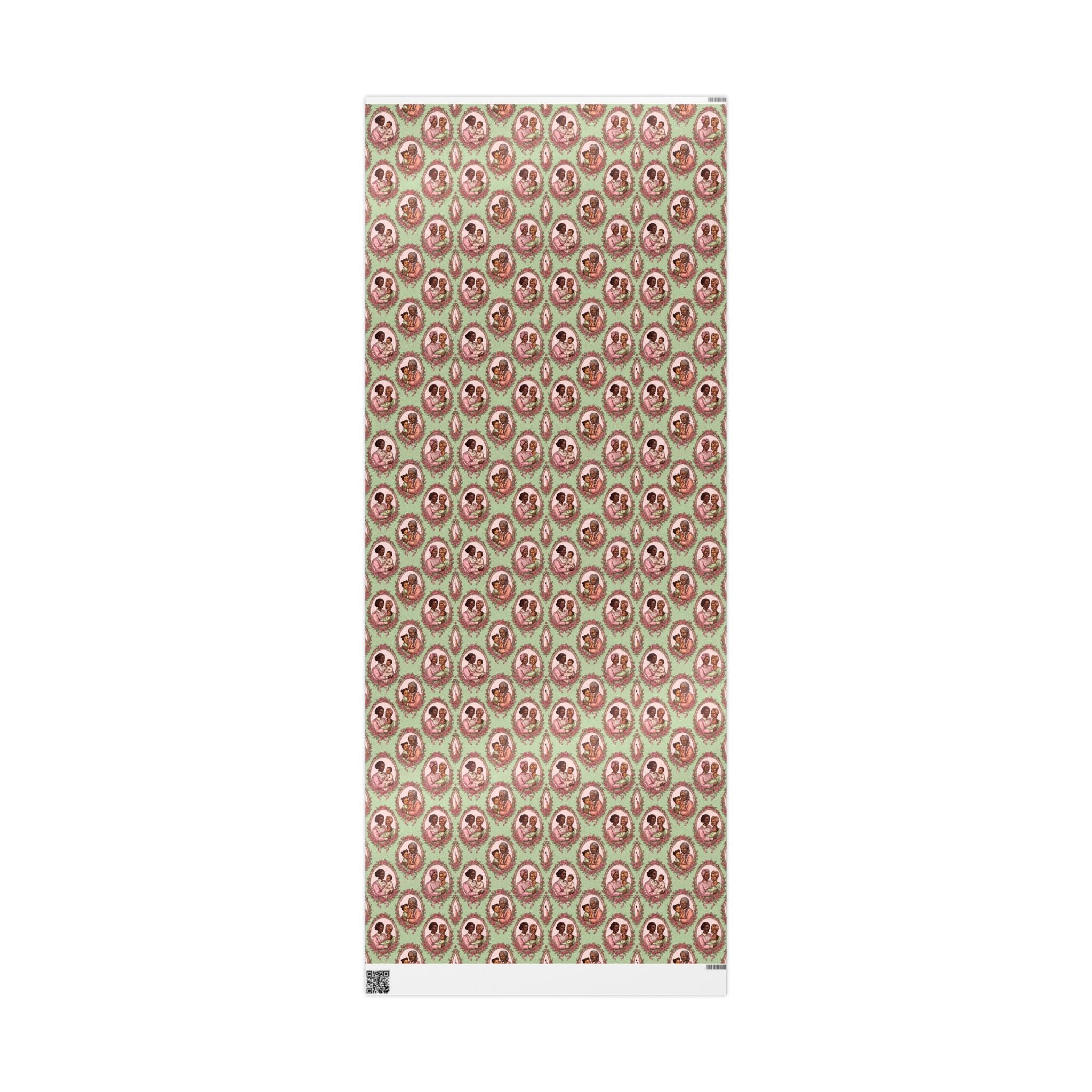 Pink & Green Family Portrait Wrapping Paper — Family Wrap Co.