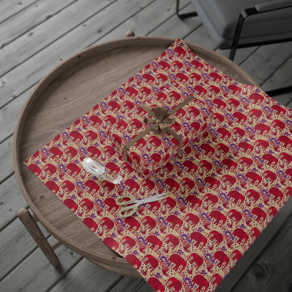 Crimson & Cream Regal Pattern — African American Gift Wrap by Family Wrap Co.