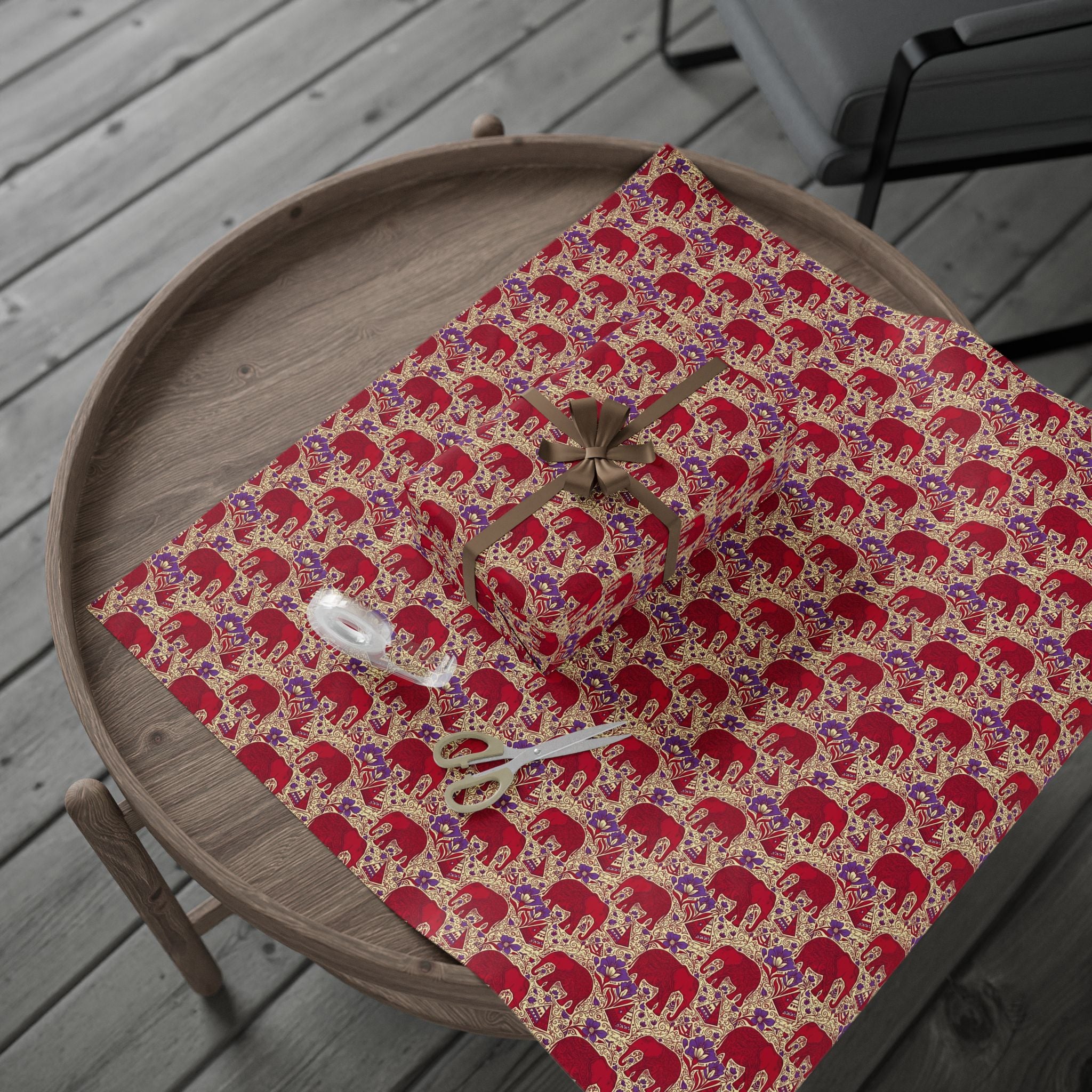 Crimson & Cream Regal Pattern — African American Gift Wrap by Family Wrap Co.