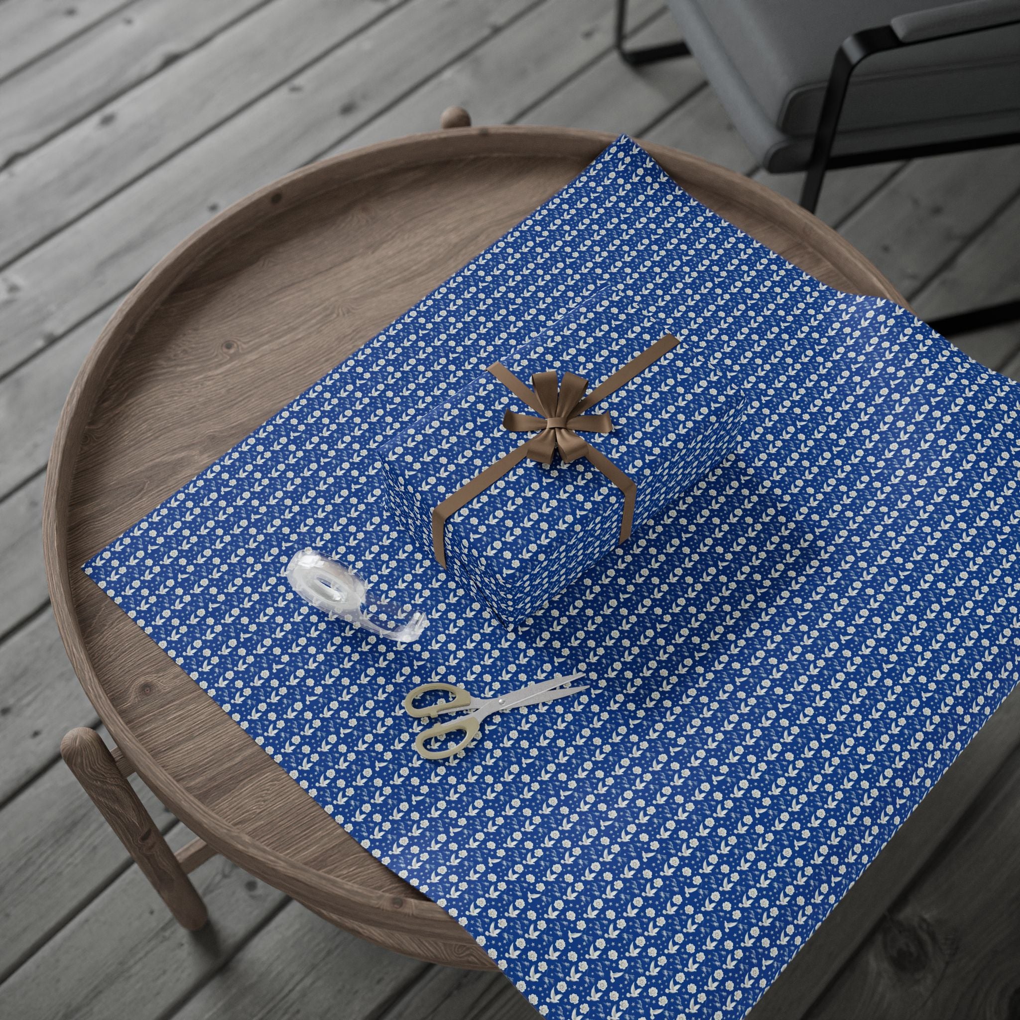 Royal Blue & White Cloud Garden -- Celestial Bloom — African American Gift Wrap by Family Wrap Co.