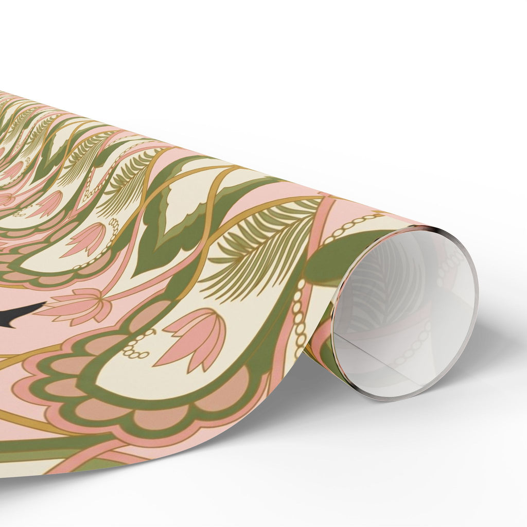 Pink & Green Deco Bloom Silhouettes Gift Wrap — Family Wrap Co.