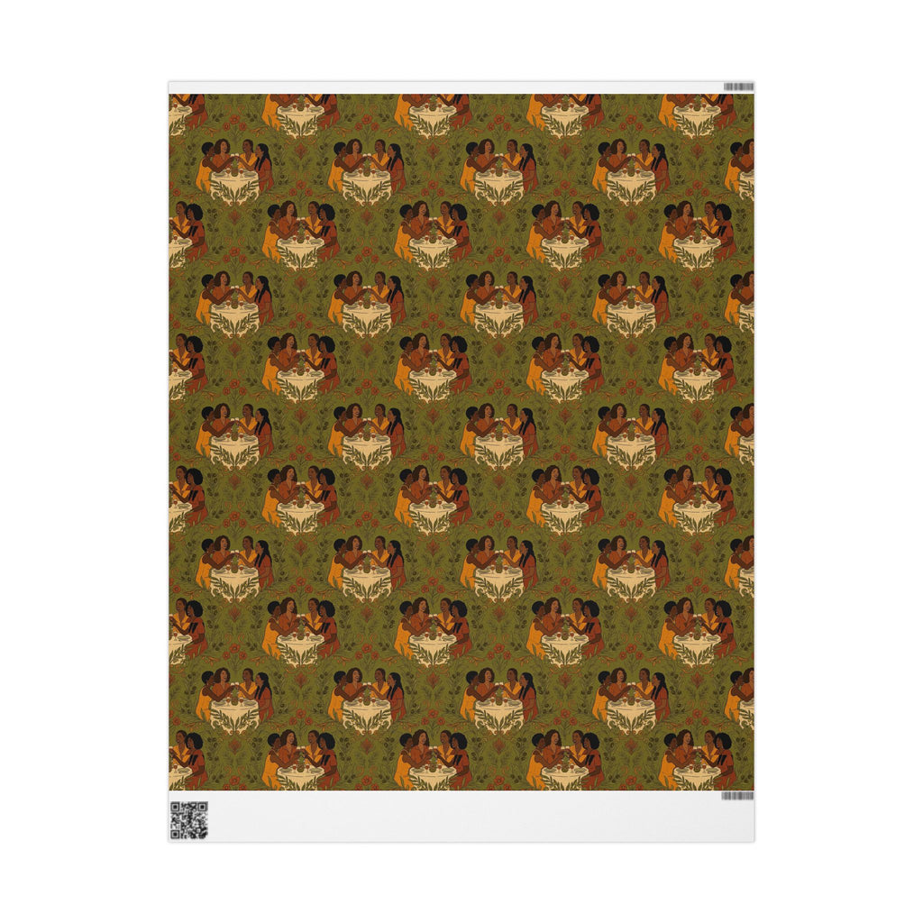 Friends Brunch Gathering — Earth Tone Elegance Wrapping Paper — Family Wrap Co.