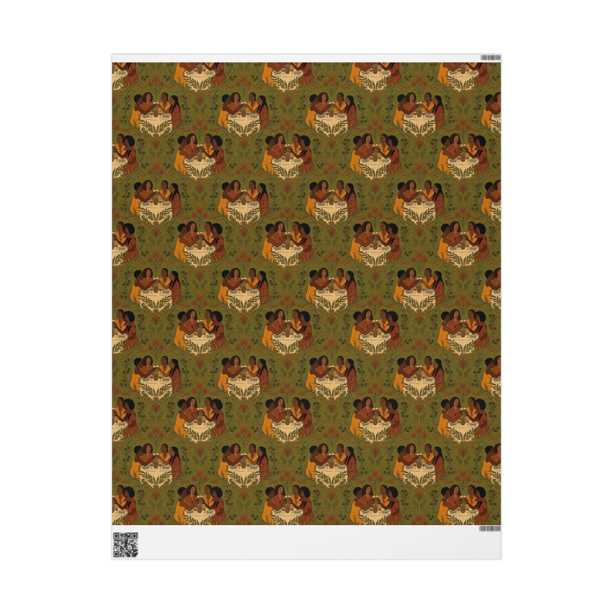 Friends Brunch Gathering — Earth Tone Elegance Wrapping Paper — Family Wrap Co.