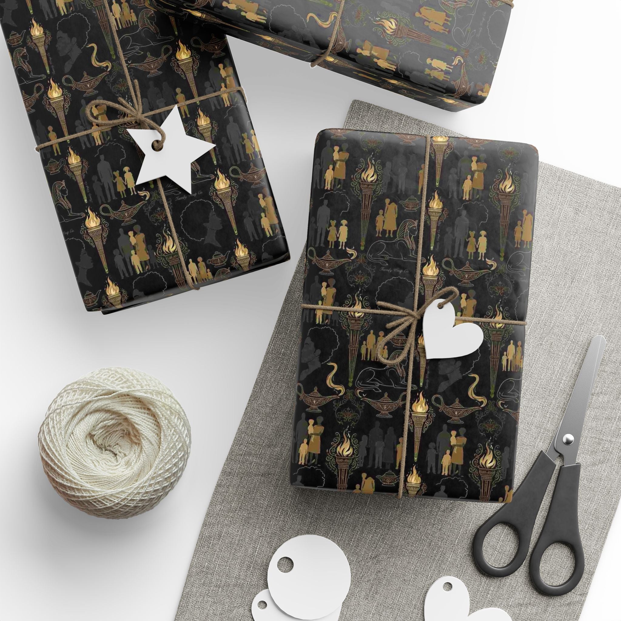 Onyx Sphinx & Gold Wrapping Paper — Family Wrap Co.