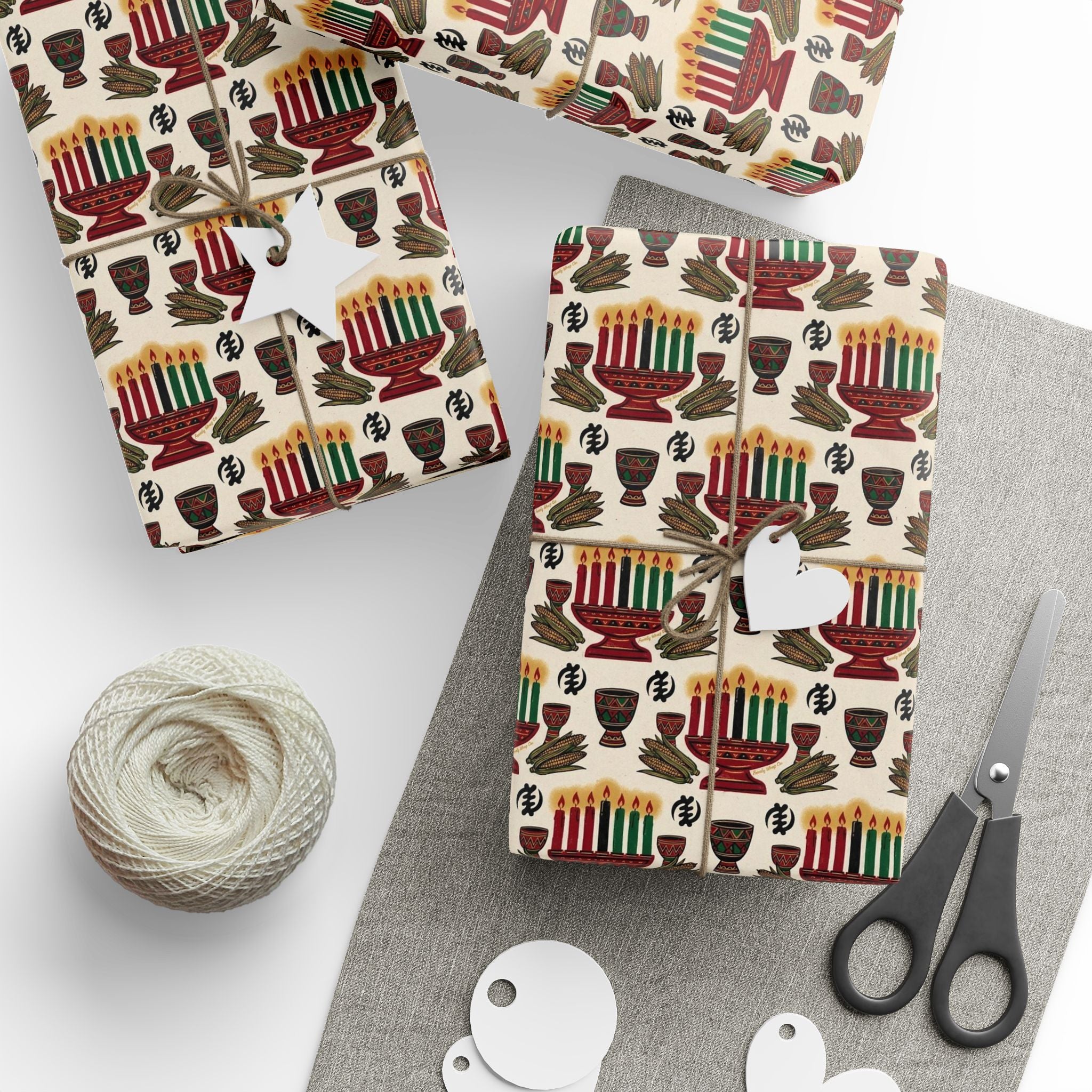 Kinara Kwanzaa Celebration Pattern — African American Gift Wrap by Family Wrap Co.