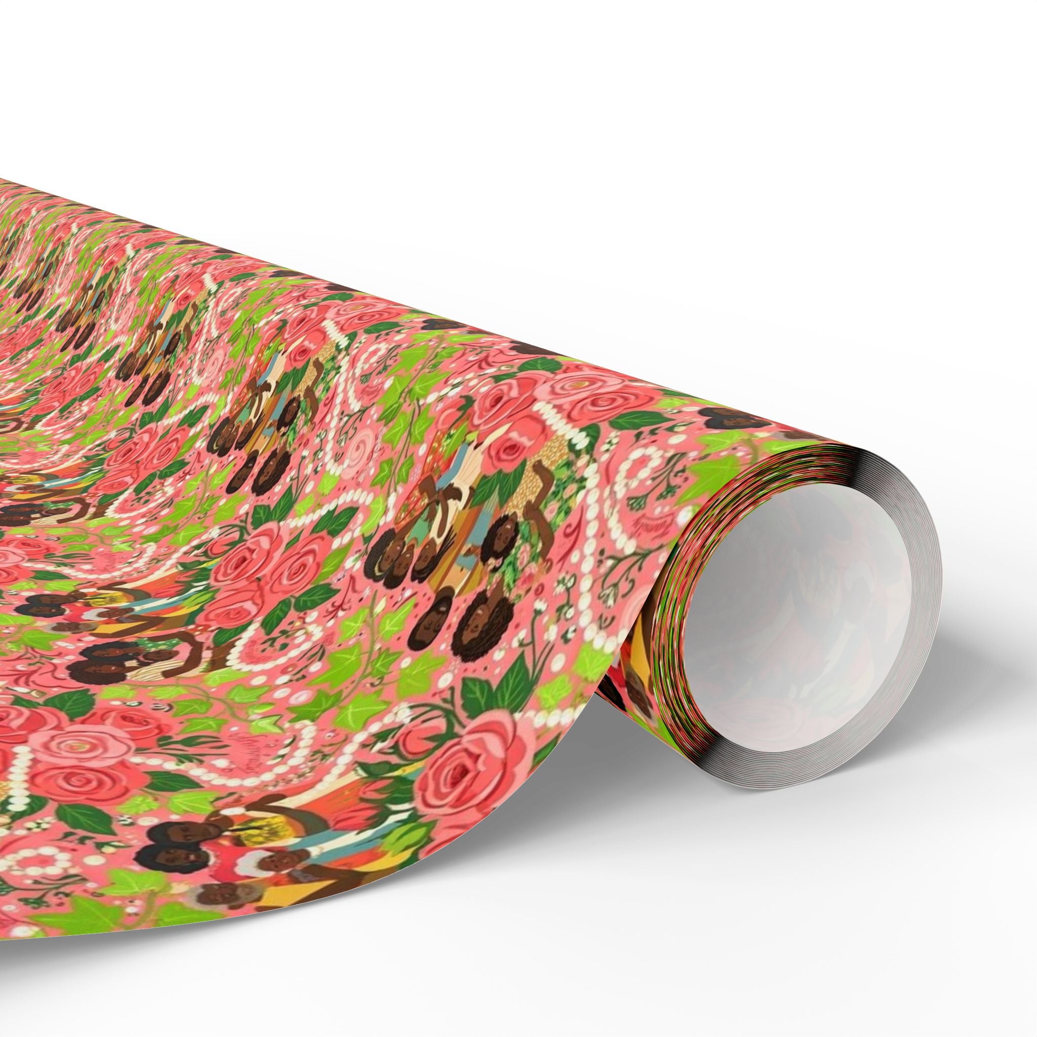 Pink & Green Family Celebration Wrap — African American Gift Wrap by Family Wrap Co.