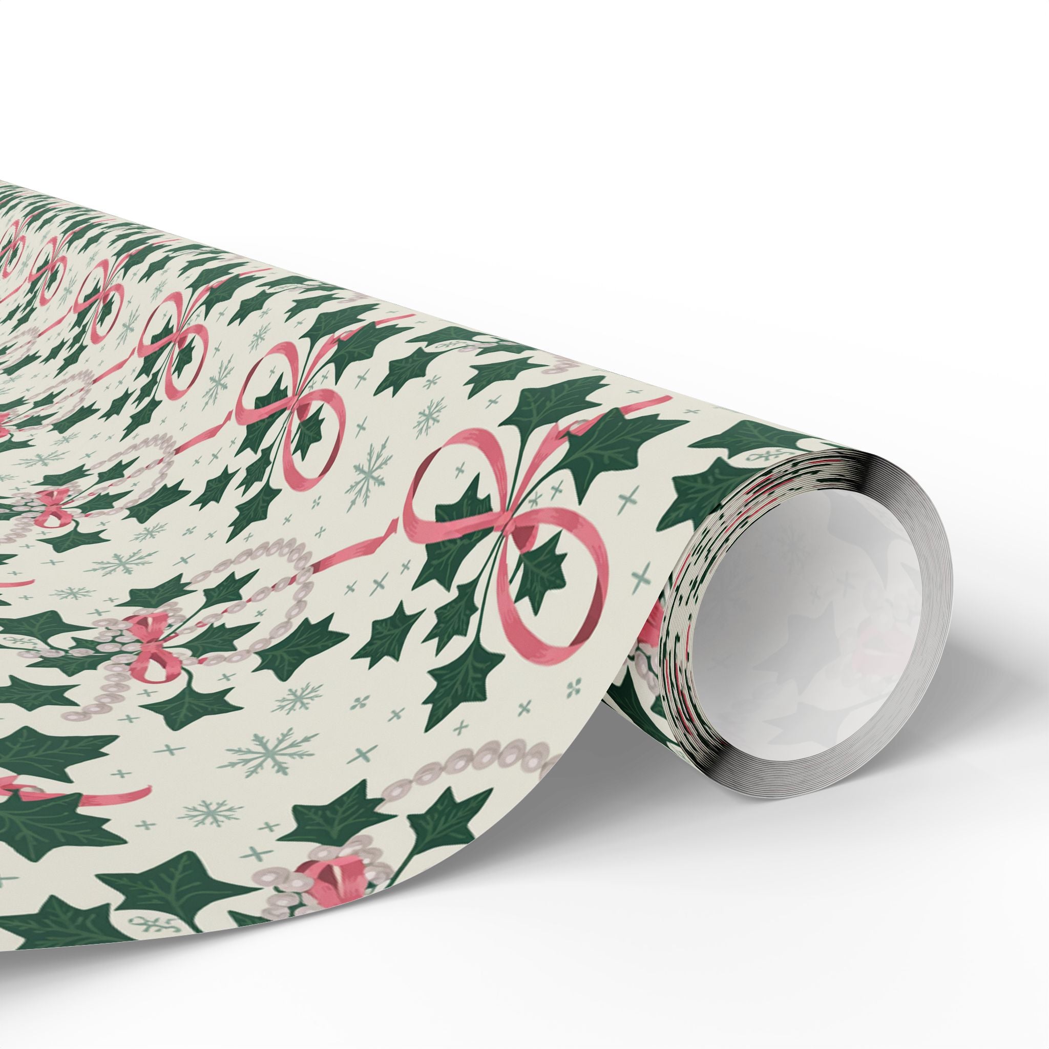 Mr. & Mrs. Claus Sweet Treats Pink & Green Holiday Wrapping Paper — Family Wrap Co.