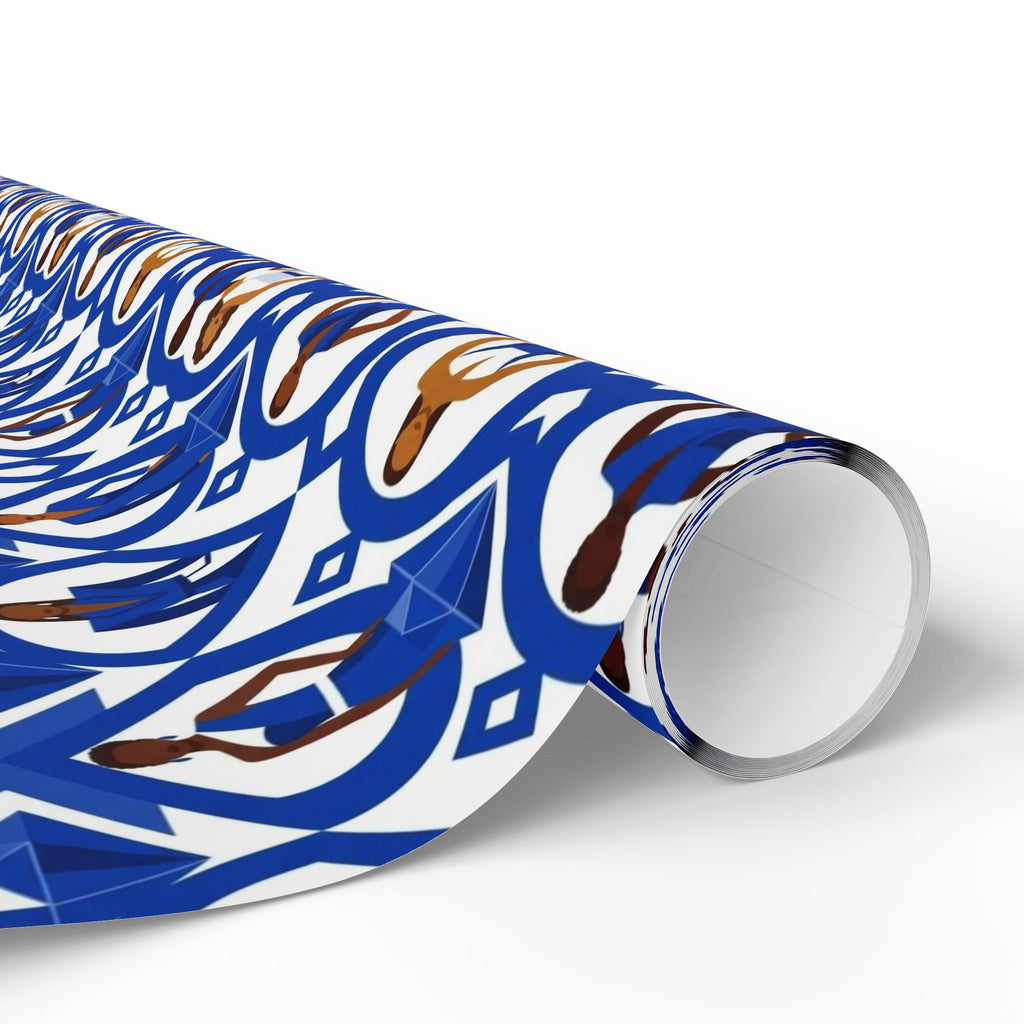 Royal Blue & White Geometric Elegance Wrapping Paper — Family Wrap Co.