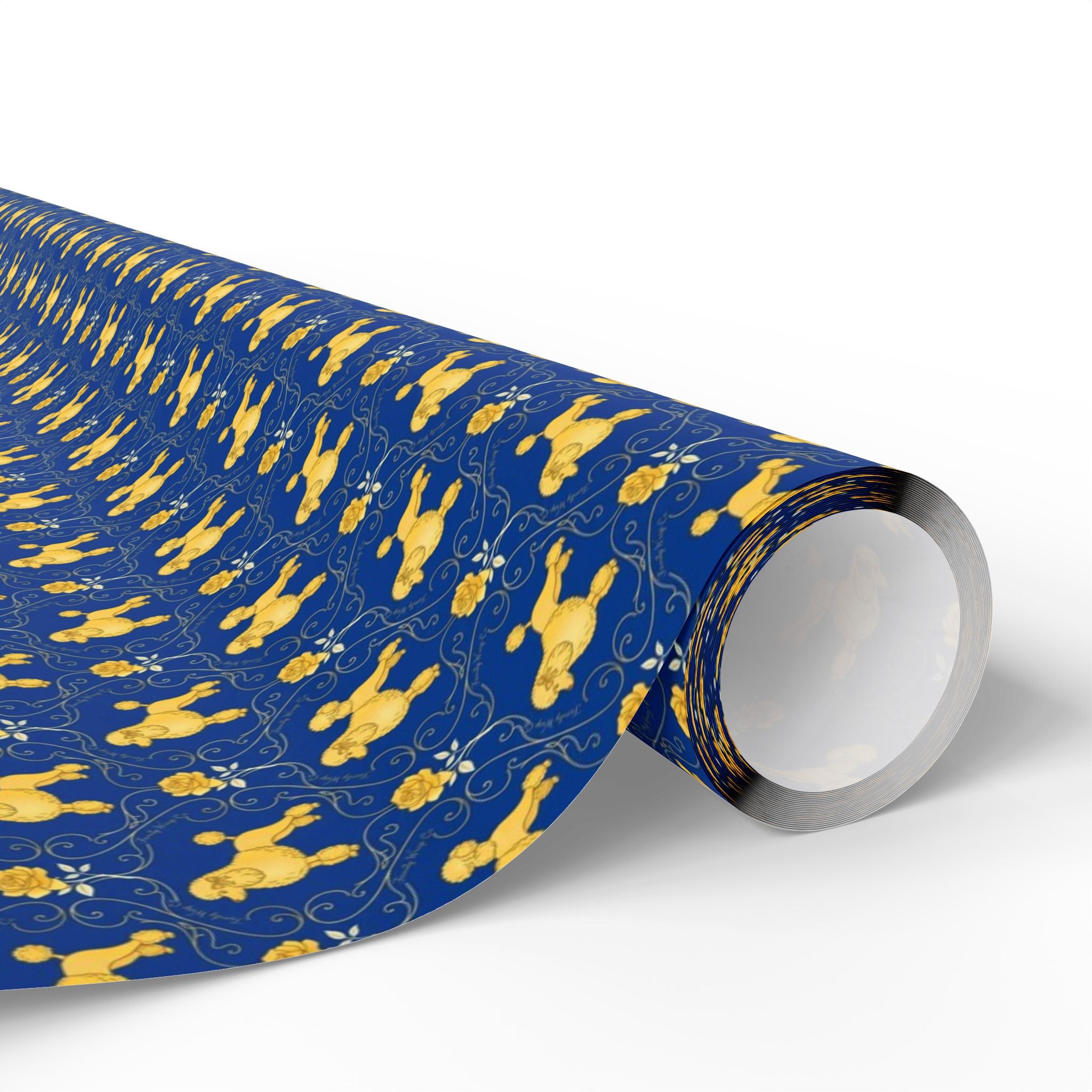 Golden Poodle & Yellow Rose Pattern — African American Gift Wrap by Family Wrap Co.